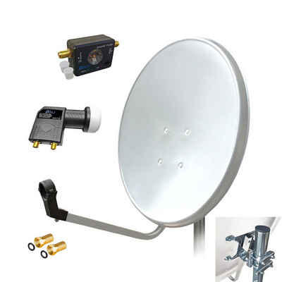 ARLI »60 cm HD Sat Anlage weiss + Twin LNB + Satfinder + 2x F-Stecker vergoldet Set 10026« SAT-Antenne (60 cm, Stahl)