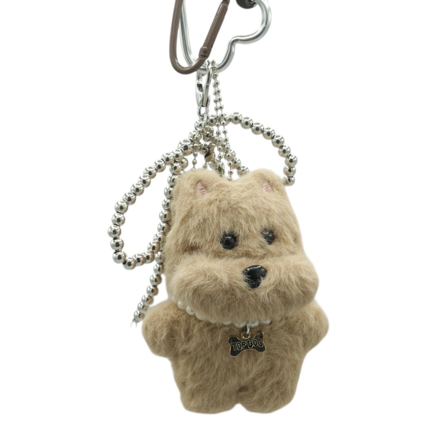 Eyecatcher Taschenanhänger Flauschiger Bär Rucksackanhänger mit Karabiner – Taschenanhänger in