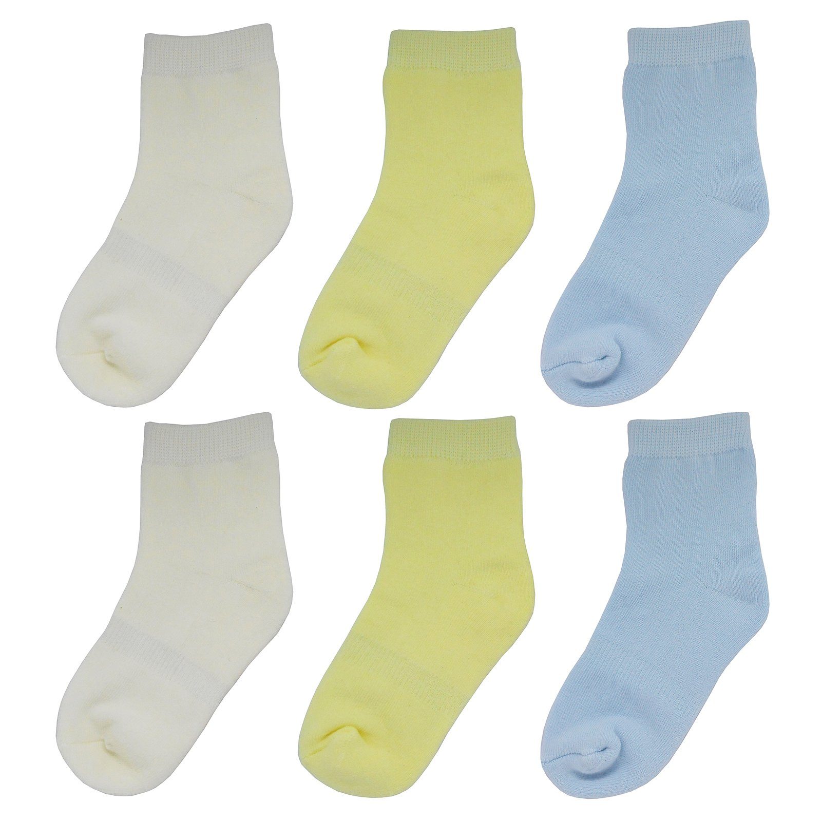 Yalion Langsocken Weiche Kinder Socken Babysocken (6-Paar) mit Halbplüsch 3 Farben mit Halbplüsch Creme farben-Gelb-Himmelblau