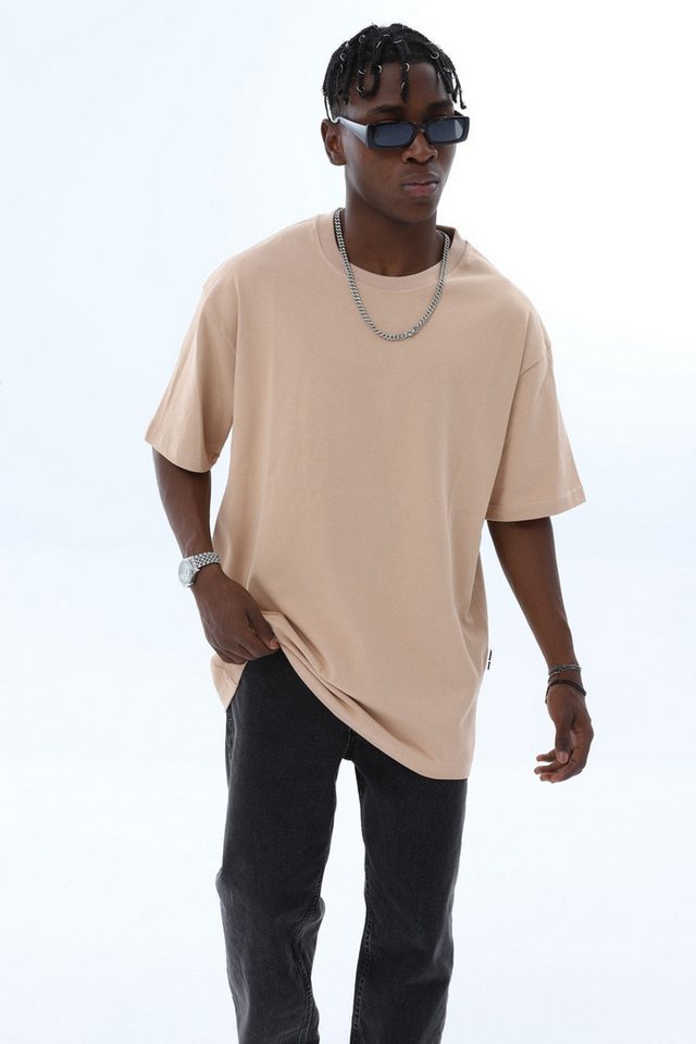 OSSY HOMER T-Shirt Basic Oversized T-Shirt mit Rundhals-Ausschnitt (1-tlg) aus Baumwolle, mit Rundhalsausschnitt