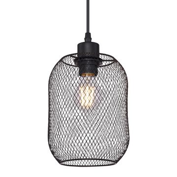 etc-shop LED Pendelleuchte, Leuchtmittel inklusive, Warmweiß, Farbwechsel, Vintage Decken Pendel Lampe Fernbedienung schwarz Gitter Hänge Lampe