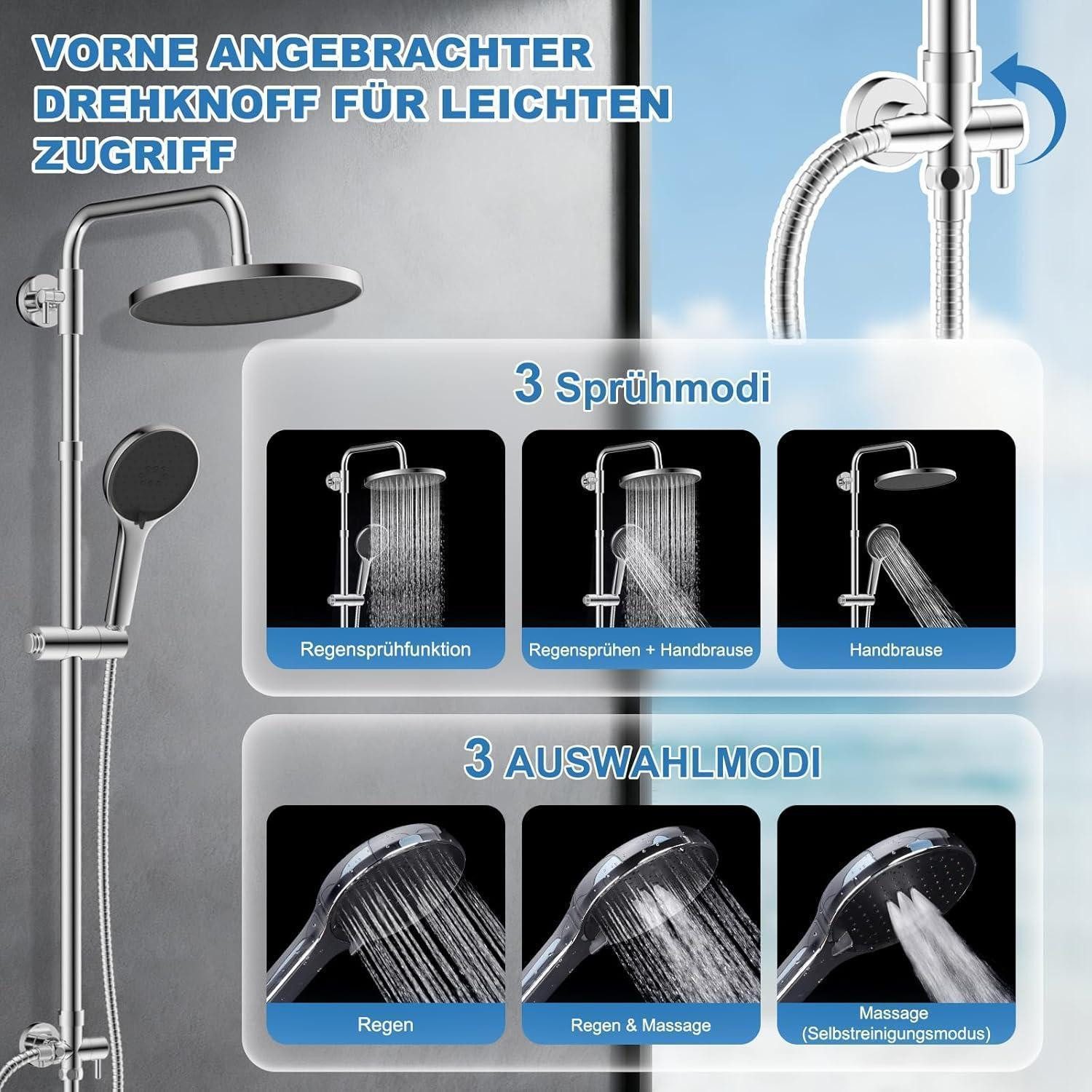 LuxusKollektion Duschsystem Duschsystem Selbstreinigung 25x25cm Brause Duschkopf 25cm-rund Chrom