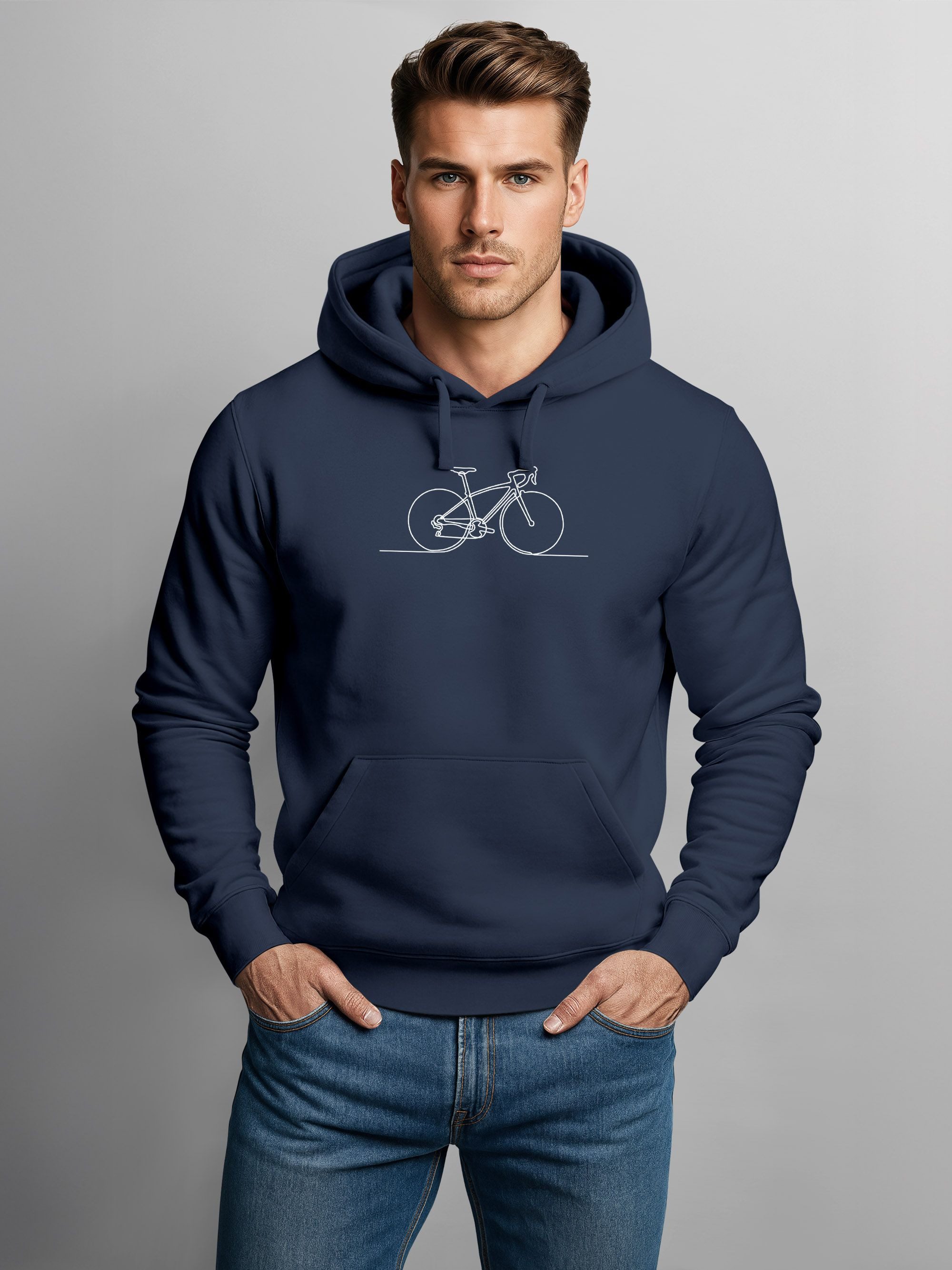 Neverless Hoodie Herren Hoodie Bicycle Line Art Kapuzensweatshirt Fahrrad D günstig online kaufen