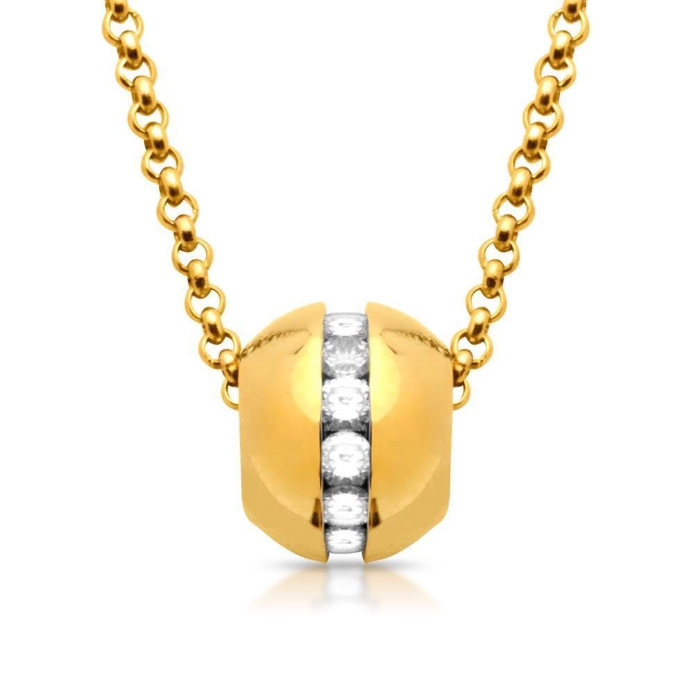 Unique Kette mit Anhänger Vergoldeter Unique Edelstahlanhänger inkl. Kette mit Zirkonia P5074