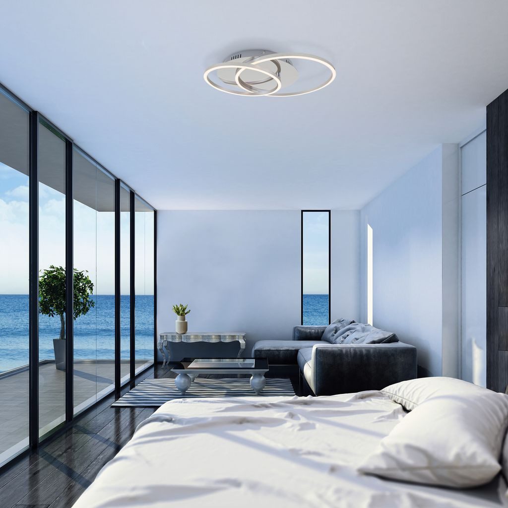 Briloner Leuchten LED Deckenleuchte 3228-018, Dimmfunktion, LED fest integriert, 2700K - Extra-Warmweiß, Memoryfunktion, in Stufen dimmbar, schwenkbar, aluminium, Warmweiß