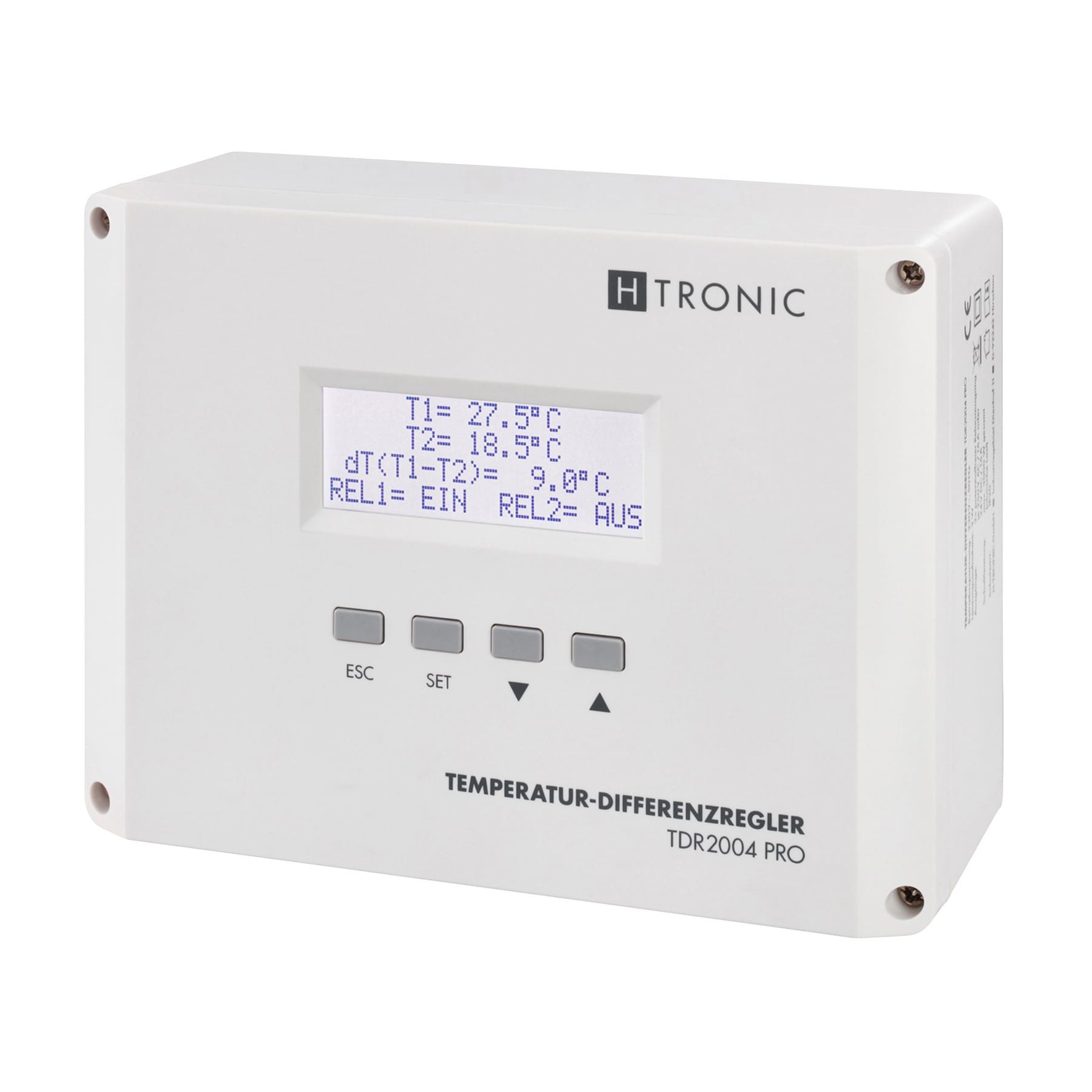H-Tronic Kaminofen-Differenzregler H-TRONIC Temperatur-Differenzregler TDR2004 pro, weiß