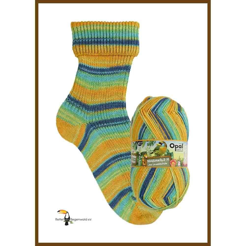 Opal Wolle Regenwald 19 Sockenwolle 4fädig 4fach mit Farbverlauf Häkelwolle, 425,00 m (Sockengarn 4-fädig, Strumpfwolle 4-fach, Strickgarn, Handstrickgarn), Wolle zum Stricken und Häkeln, mulesingfrei