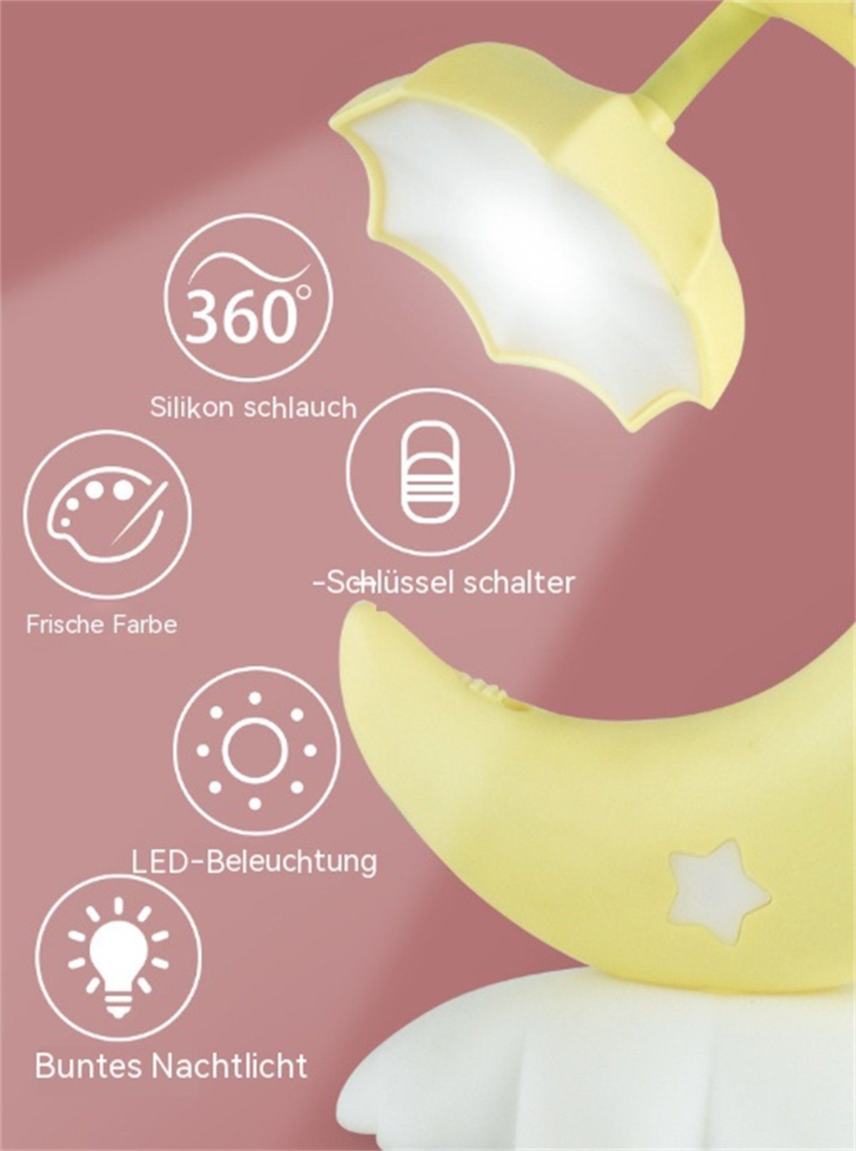 Gelb selected carefully Nachtlicht Kinder-Augenschutz-Nachtlicht-Nachttischlampe Wiederaufladbare