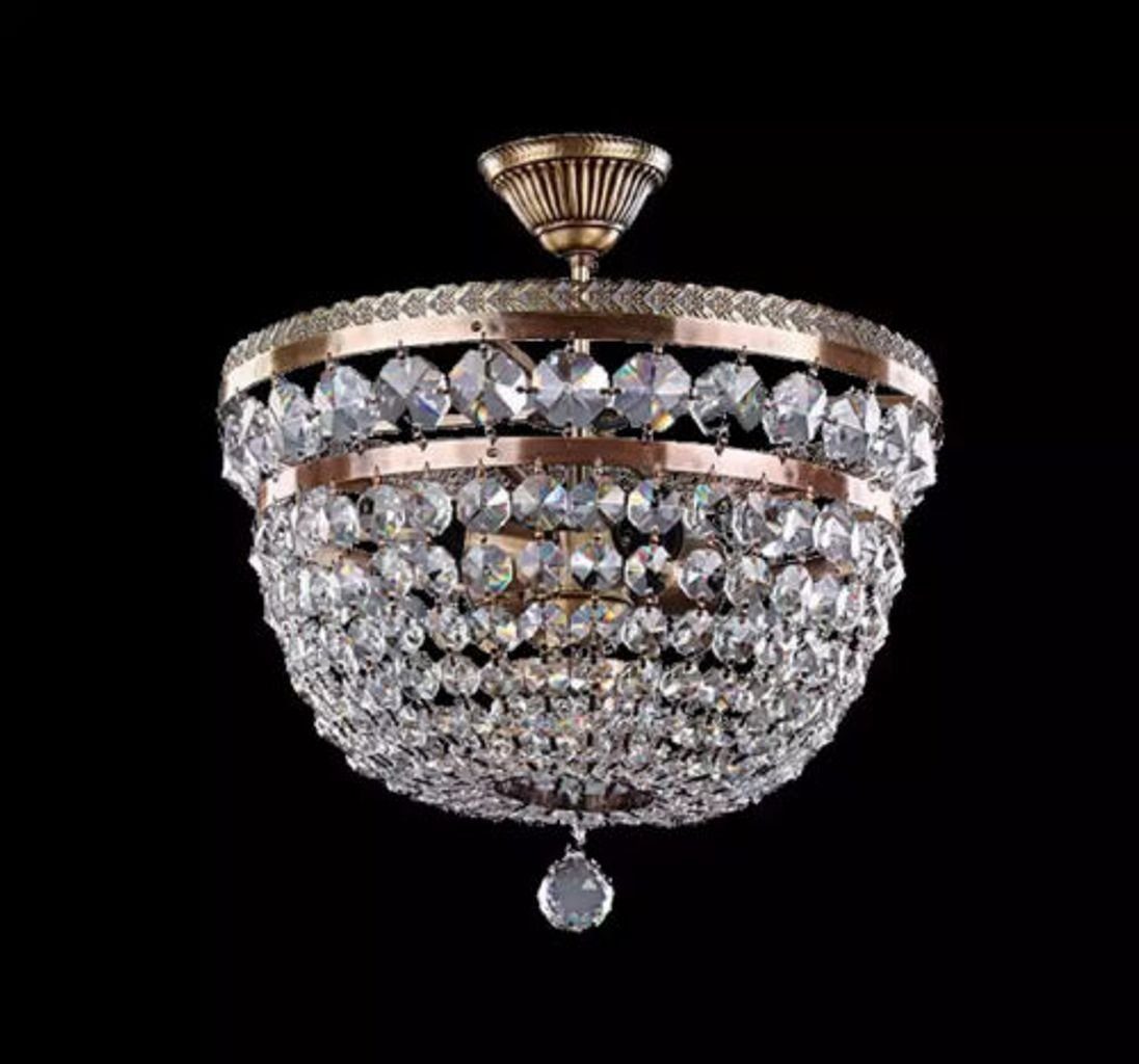 Deckenleuchter Europa Deckenlampe Deckenleuchte Kristall in Lüster Made JVmoebel Kronleuchter Art, Gold