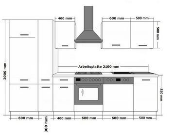 Küchen-Preisbombe Küchenzeile Toni 300 cm Küche Küchenblock Singleküche Einbauküche