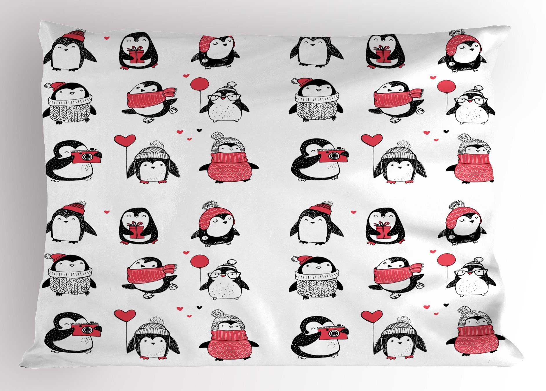 Kissenbezüge Dekorativer Standard King Size Gedruckter Kissenbezug, Abakuhaus (1 Stück), Winter Penguins Merry Xmas
