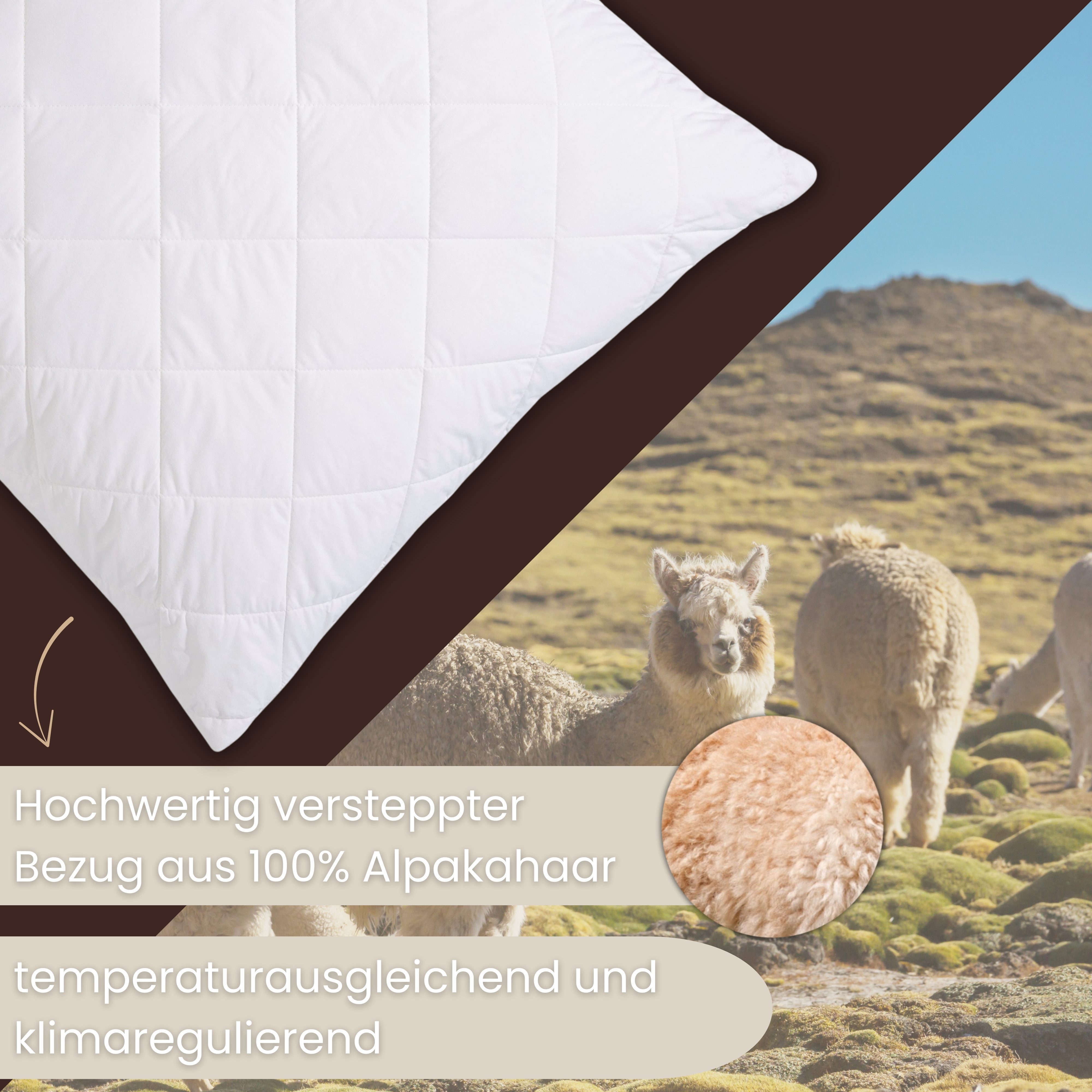 OTTO home Naturhaarkissen Lofna, Kissen 40x80 & 80x80 cm, Bezug: 100% Baumwolle, Kissenbezug mit 100% Alpakahaar versteppt. – Bild 4 von 5