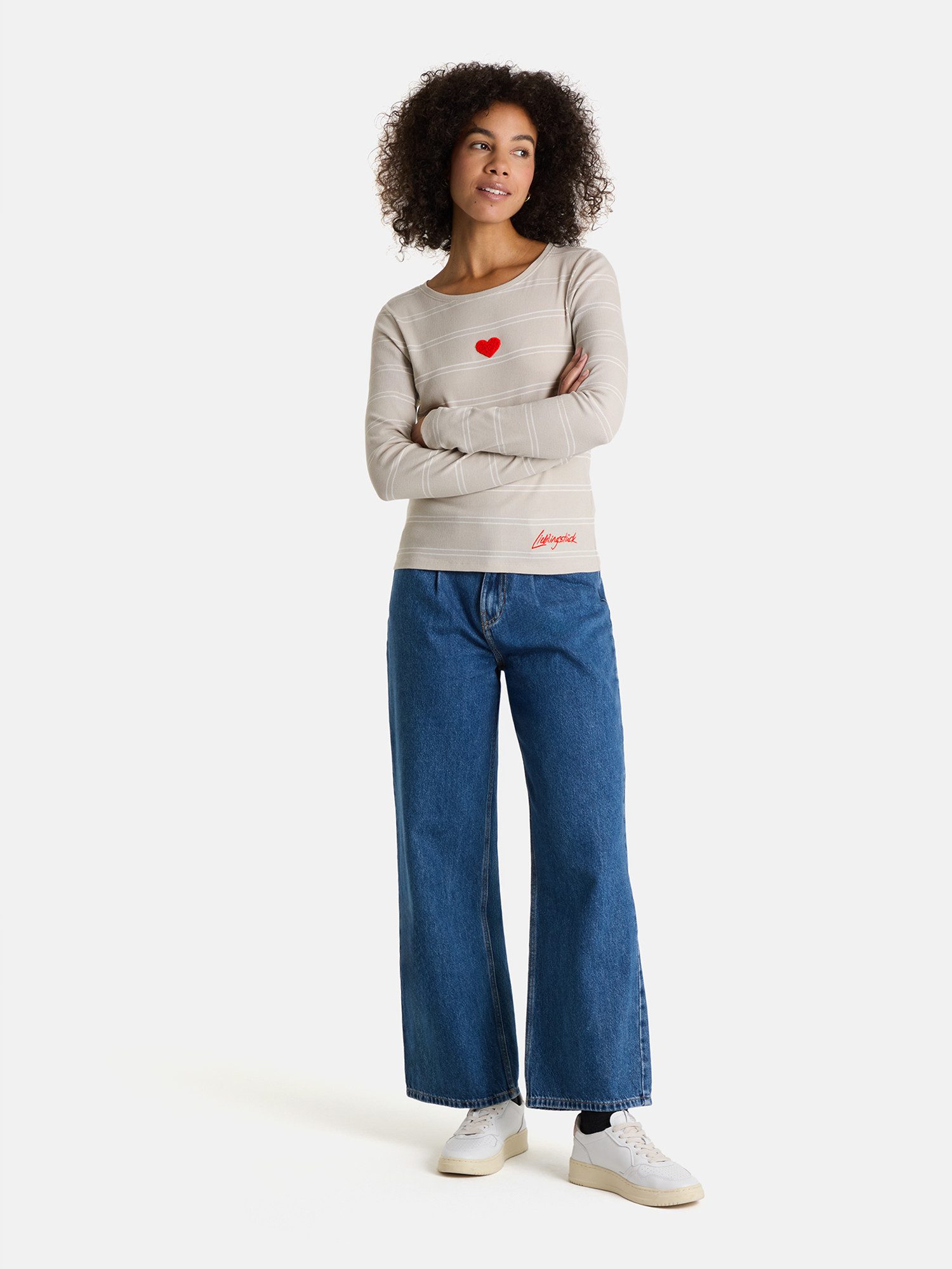 Lieblingsstück Langarmshirt SinaL mit Herzmotiv und Streifen
