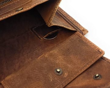 JOCKEY CLUB Geldbörse echt Leder Damen Portemonnaie mit RFID Schutz "Liane", Vollrindleder mit floraler Prägung cognac braun