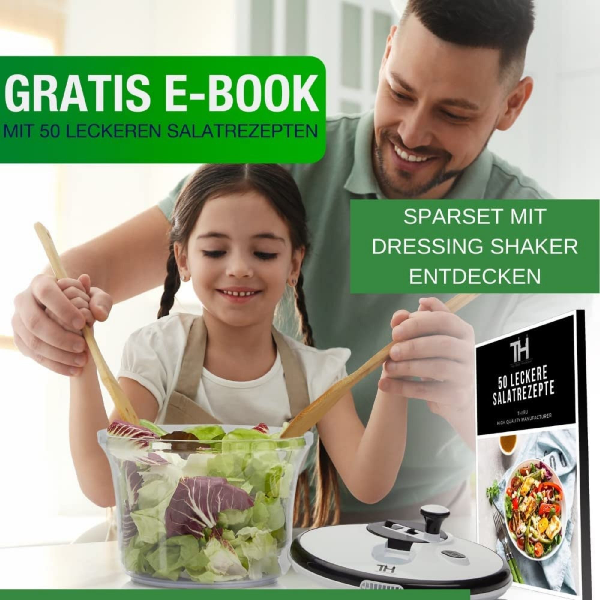 Thiru Salatschleuder Premium Salatschleuder 5L - Made in Germany, 5 Liter, BPA frei, Rutschfest, Leichtes Kurbeln – Bild 5 von 5