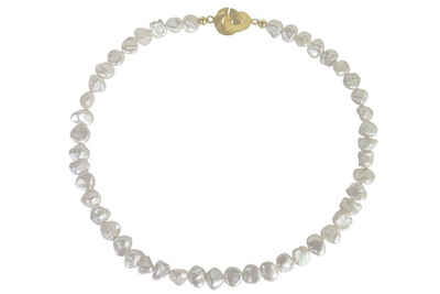 ALUNA Perlenkette mit Keshi-Perlen Ring-Ringschließe, Silber 925 vergoldet - Made in Germany - ke0696x20
