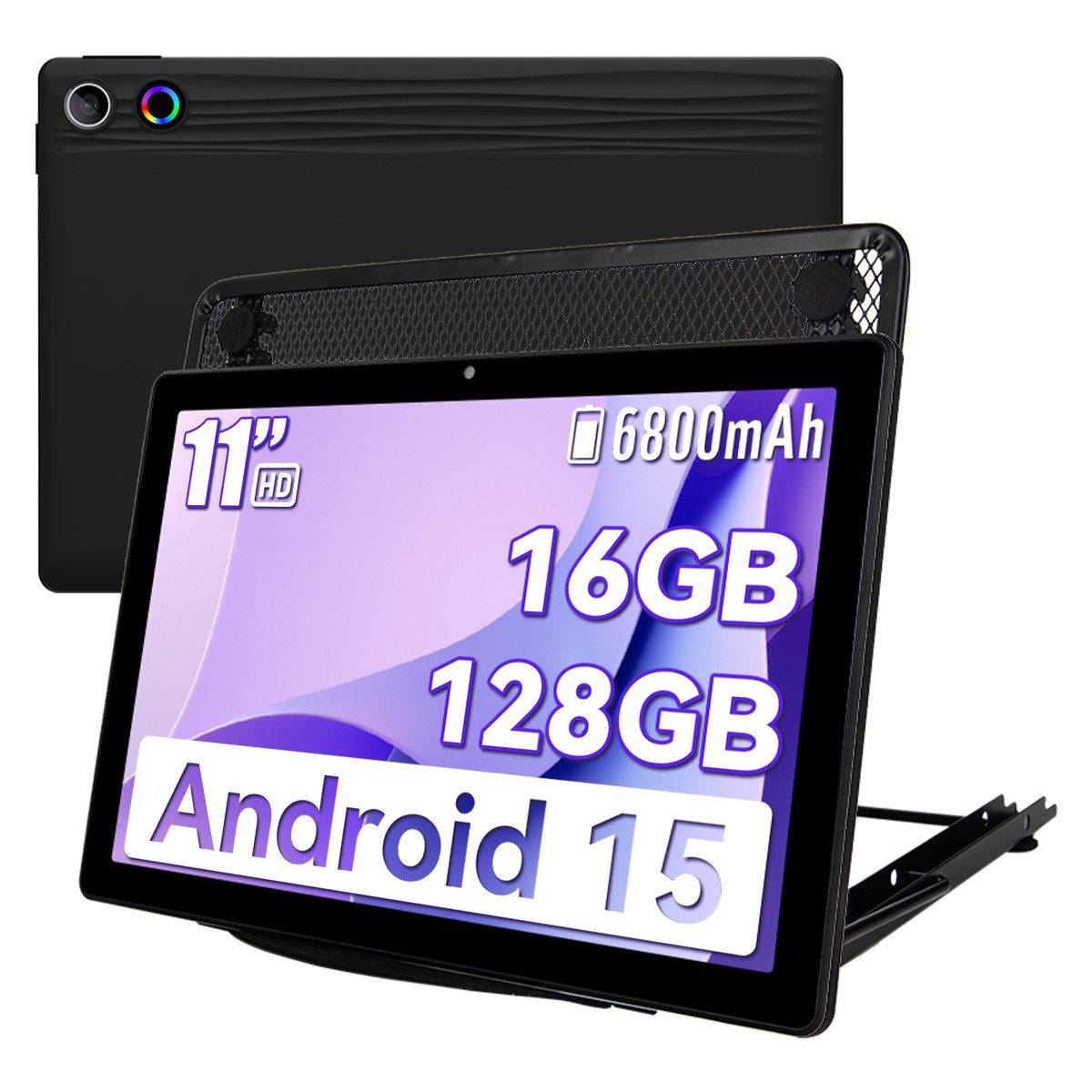 BUFO 11 Zoll Octa-Core 16(4+12)GB+128GB 1280x800 IPS HD 6800mAh WiFi 6 Tablet (11", 128 GB, Android, 2,4G/5G WiFi, 5MP+8MP Kamera, Unterstützung WidevineL1, Split-Screen Funktion)