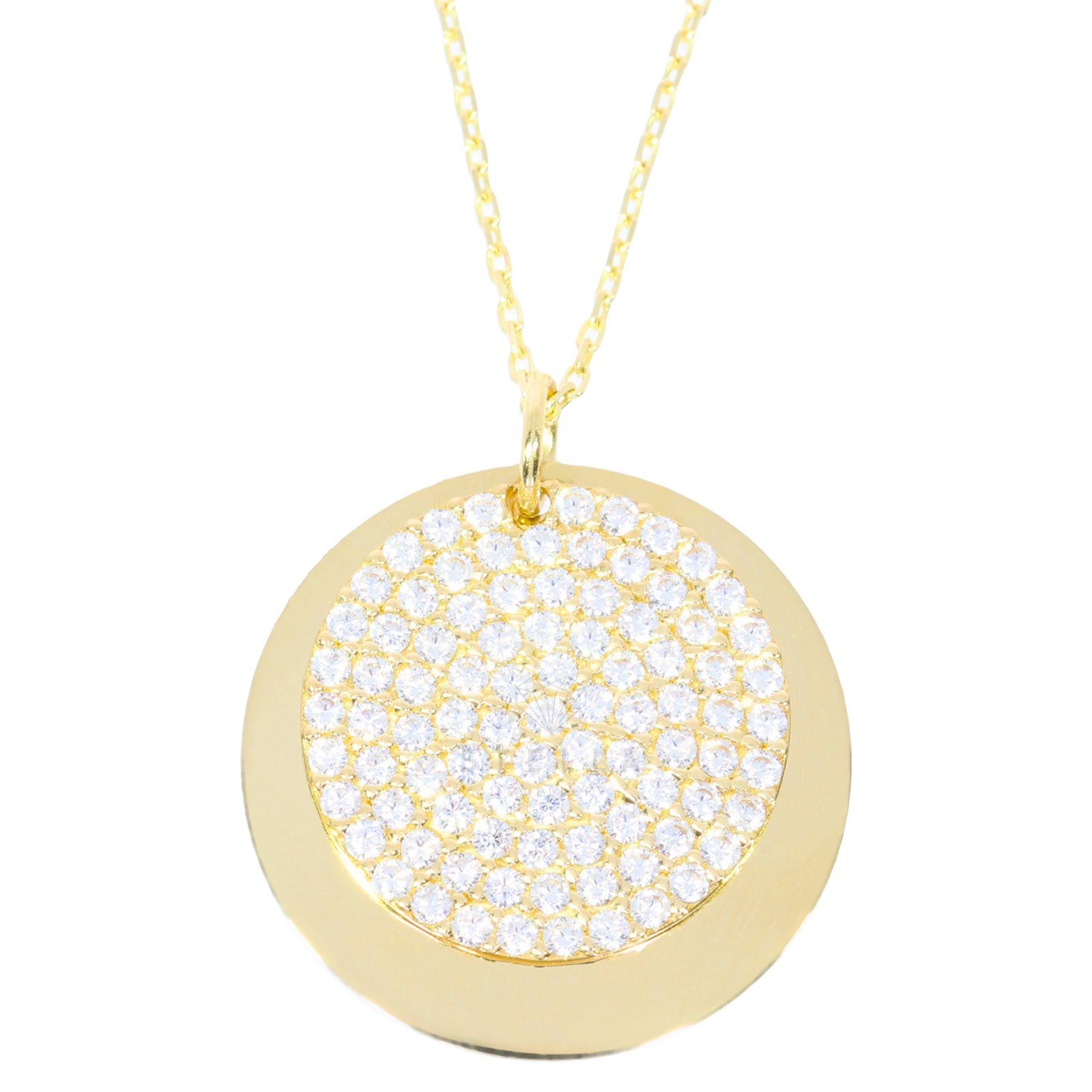 Stella-Jewellery Collier 585er Collierkette Gold Gravurplatte und Zirkonia, günstig online kaufen