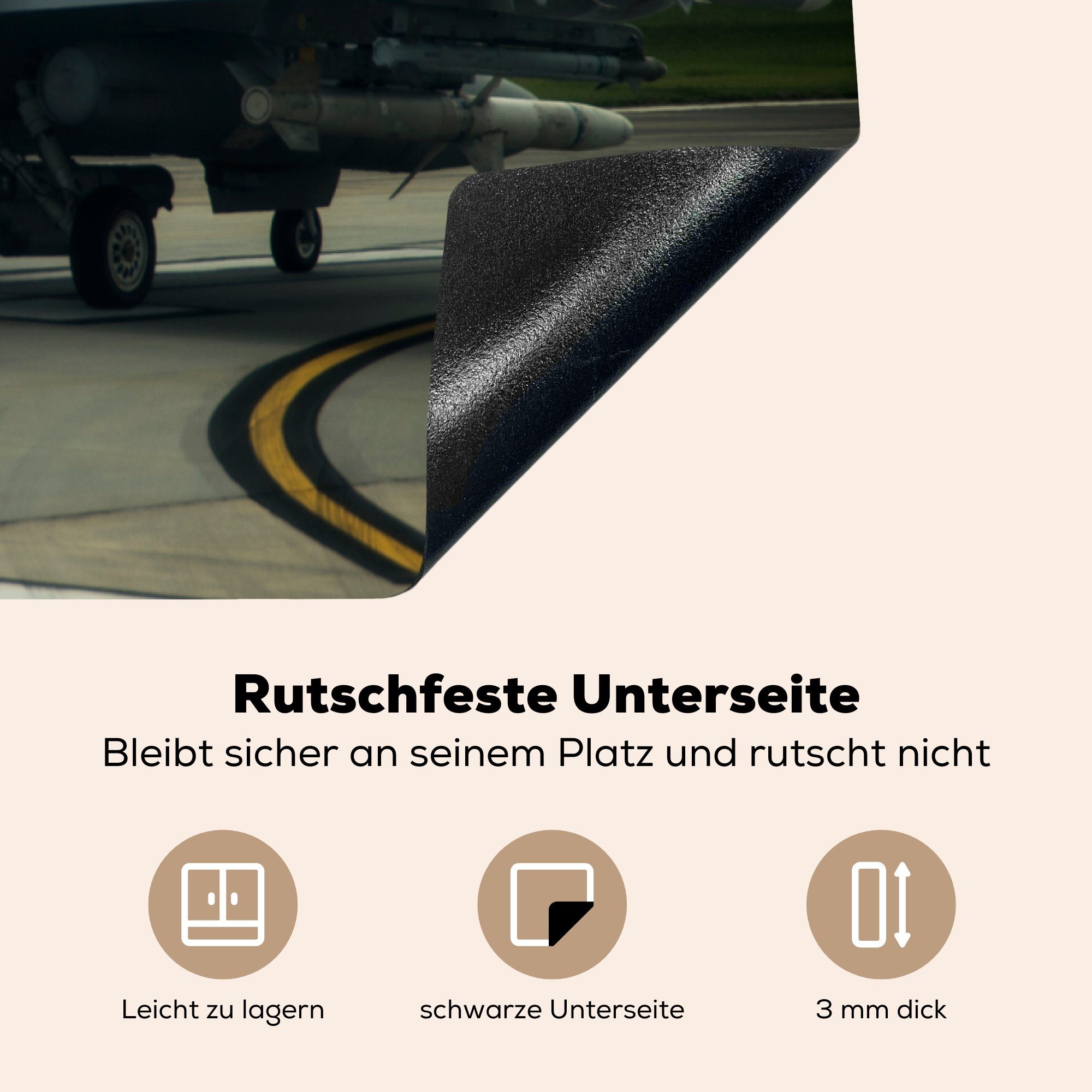 Ceranfeldabdeckung, Arbeitsplatte Vinyl, MuchoWow cm, Herdblende-/Abdeckplatte Flugzeuge 83x51 Düsenjäger tlg), - (1 Feuer, für küche -