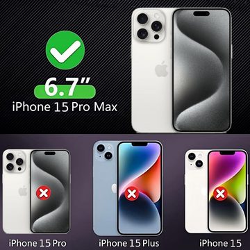 Wörleonline 4-in-1 9H Displayschutzfolie für Apple iPhone 15 Pro Max, Displayschutzglas, Set, 4 Stück, 2x 9H Schutzfolie, 2x Kameraschutz und ein Ausrichtungsrahmen