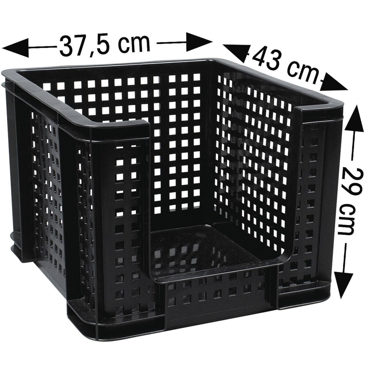REALLYUSEFULBOX Aufbewahrungsbox, 35 Liter, Gitterbox mit Öffnung, stapelbar