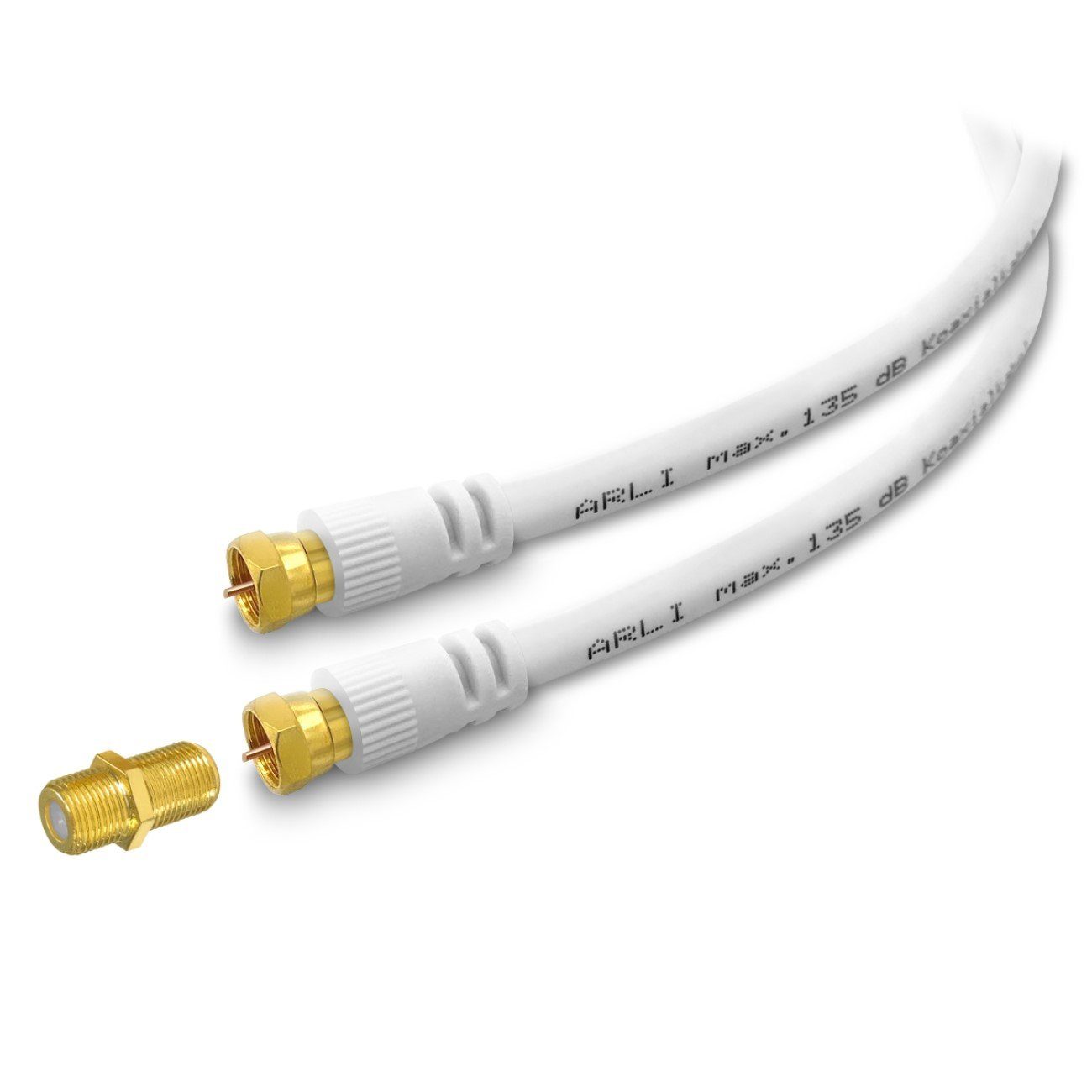 ARLI TV-Kabel, F-Stecker, F-Verbinder (100 cm), 1m Verlängerungskabel Anschlusskabel TV HD Satkabel vergoldet 135 dB