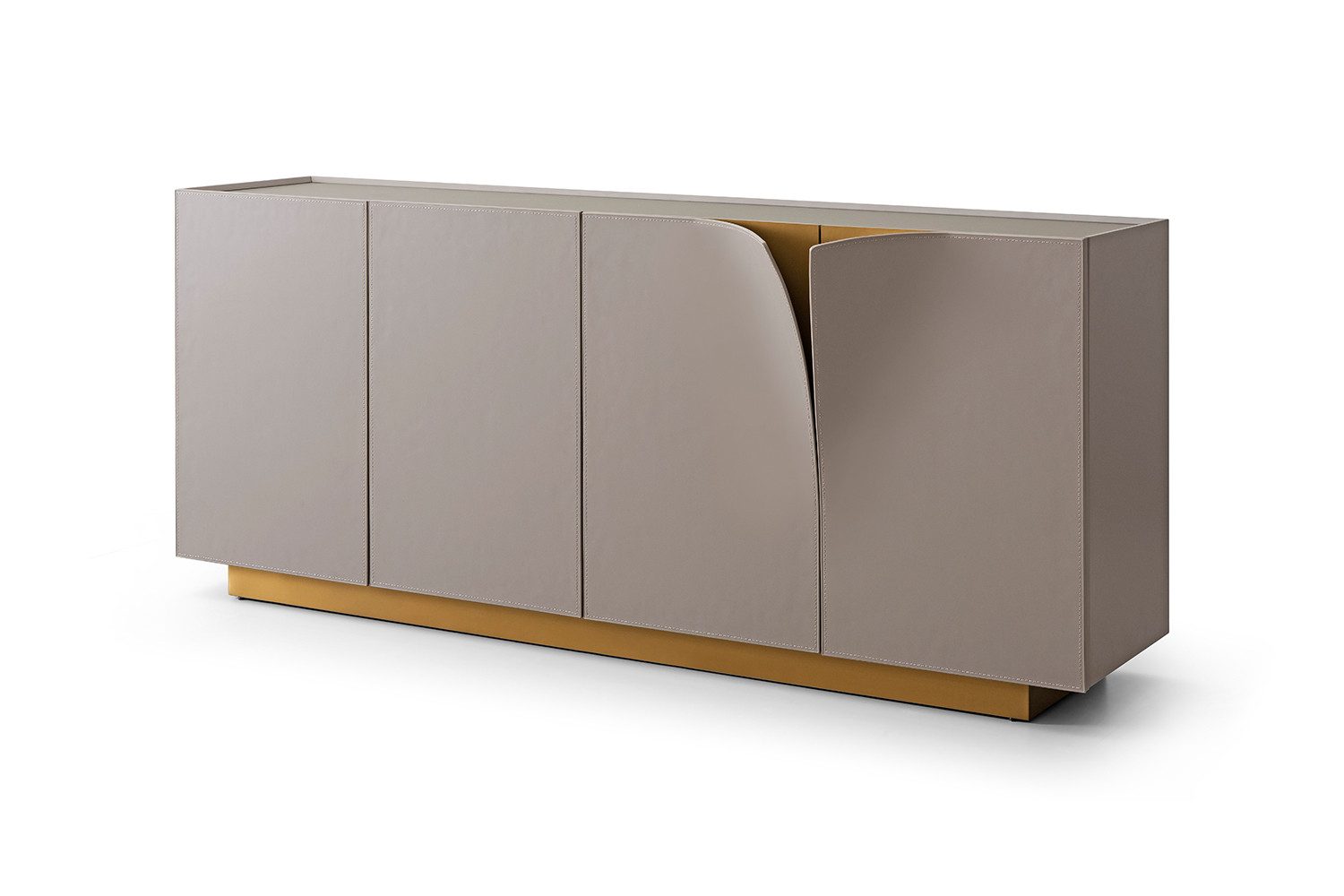 KAWOLA Sideboard EMMA, Kunstleder grau verschiedene Fußfarben