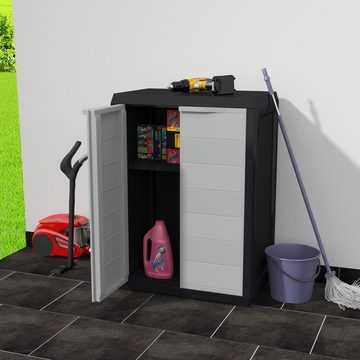 vidaXL Garten-Geräteschrank Gartenschrank mit 1 Regal Schwarz und Grau