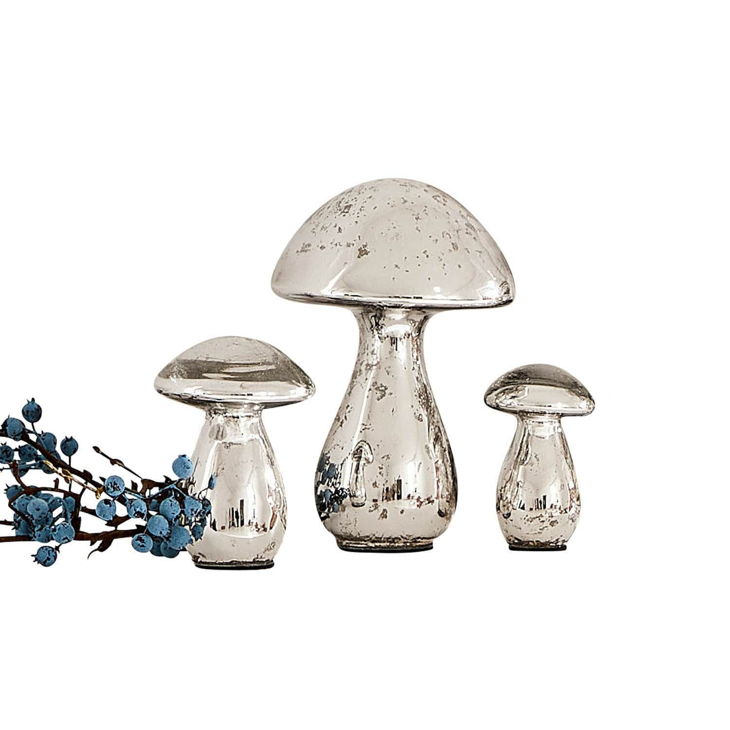 Weihnachtsfigur Deko-Pilze 3er Set Périgord antiksilber