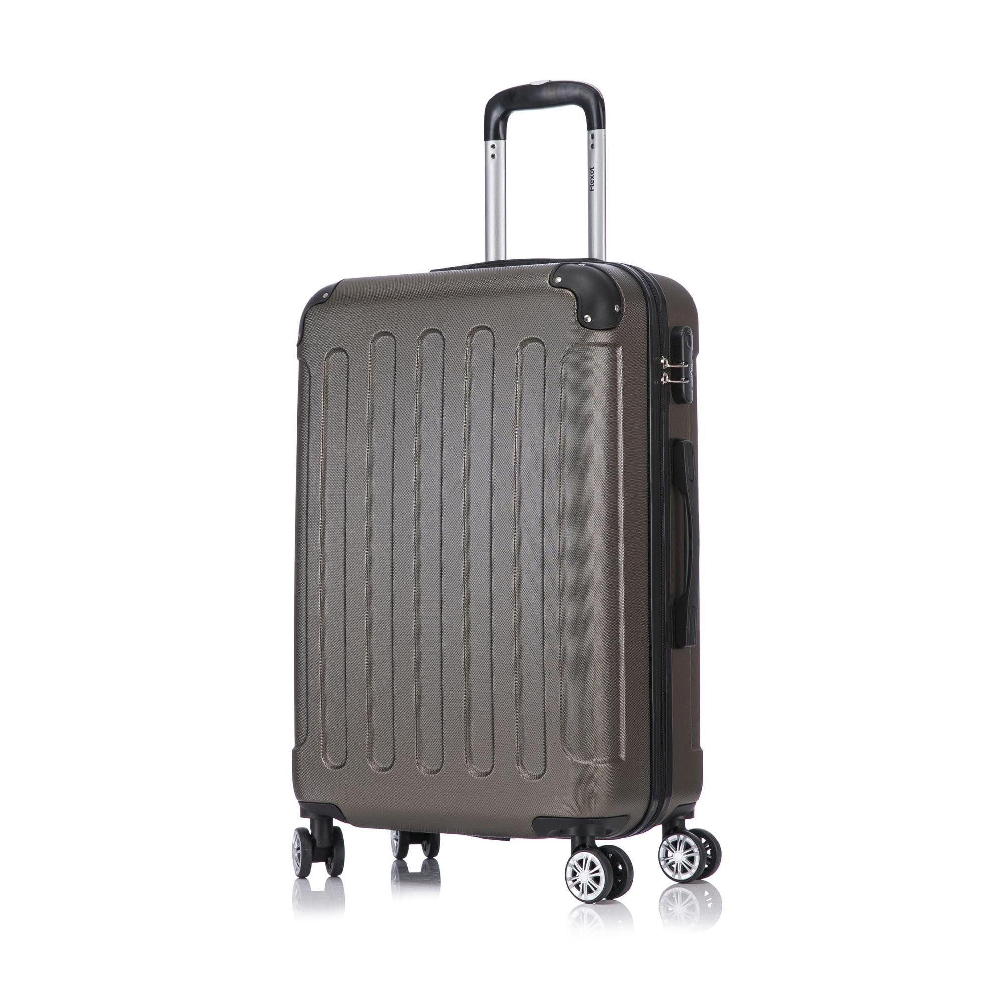 Flexot Hartschalen-Trolley F-2045 Kofferset, 360° Rollen, robuster Reisekoffer, Bordcase, 4 Rollen, Robuster und moderner Koffer mit vier 360° Rollen und Zahlenschloss