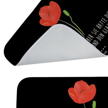 Badematte Blume Mohnblume - Schwarz - Geschenk, Garten, Badezimmermatte, Duschm Mr. & Mrs. Panda, Höhe 1 mm, 100% Polyester, rechteckig, Saugstark