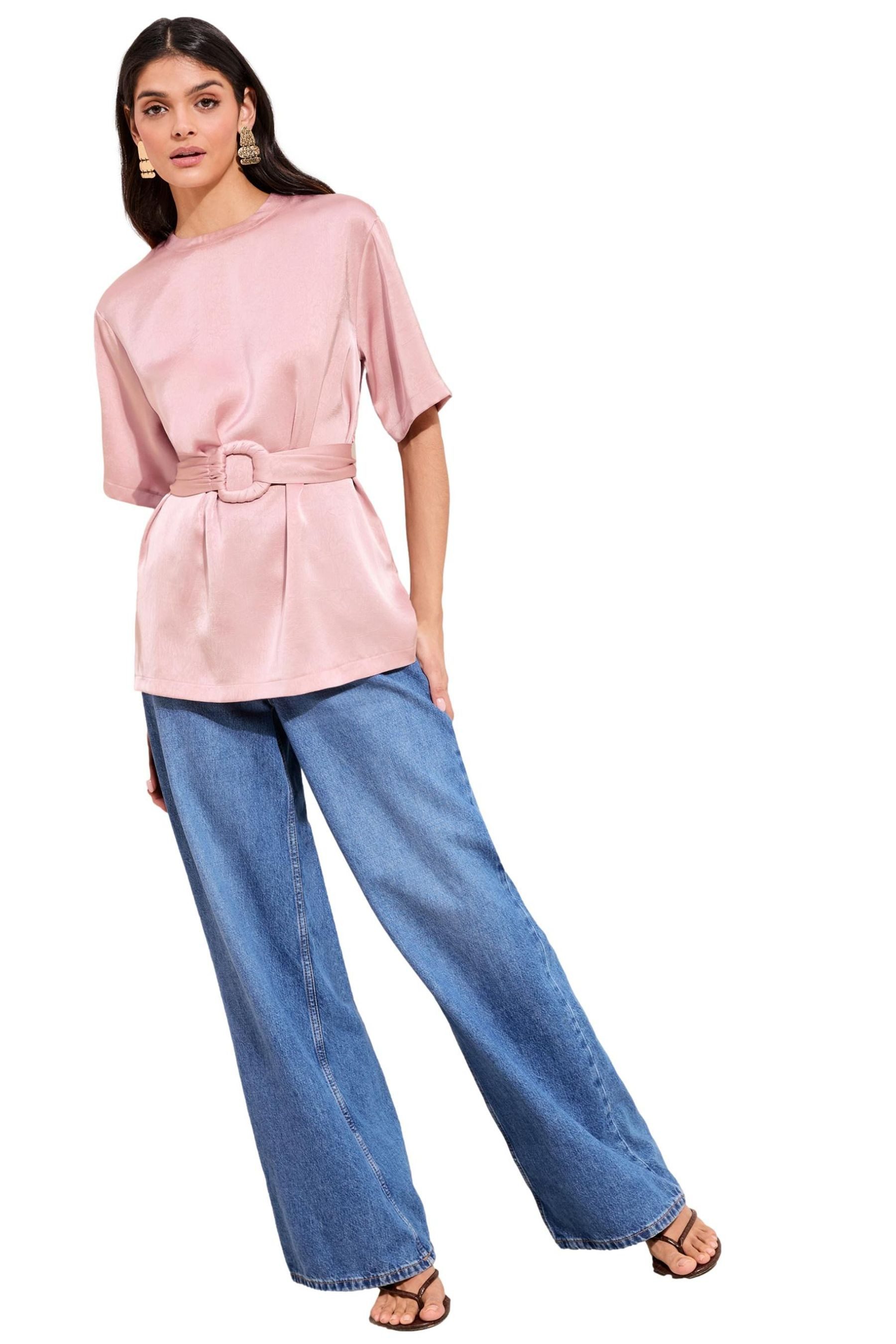 Satinbluse Friends Like These Kurzarm-Bluse aus Satin