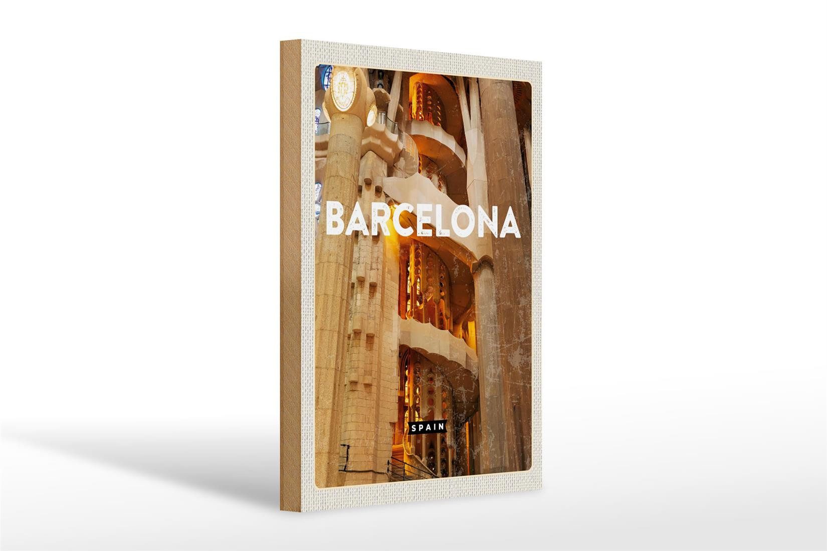 Femer GmbH Holzbild Reise 20x30cm Barcelona Spanien Mittelalter Bild, (1 St), Glatte Holzfaserplatte (MDF), vorn beschichtet
