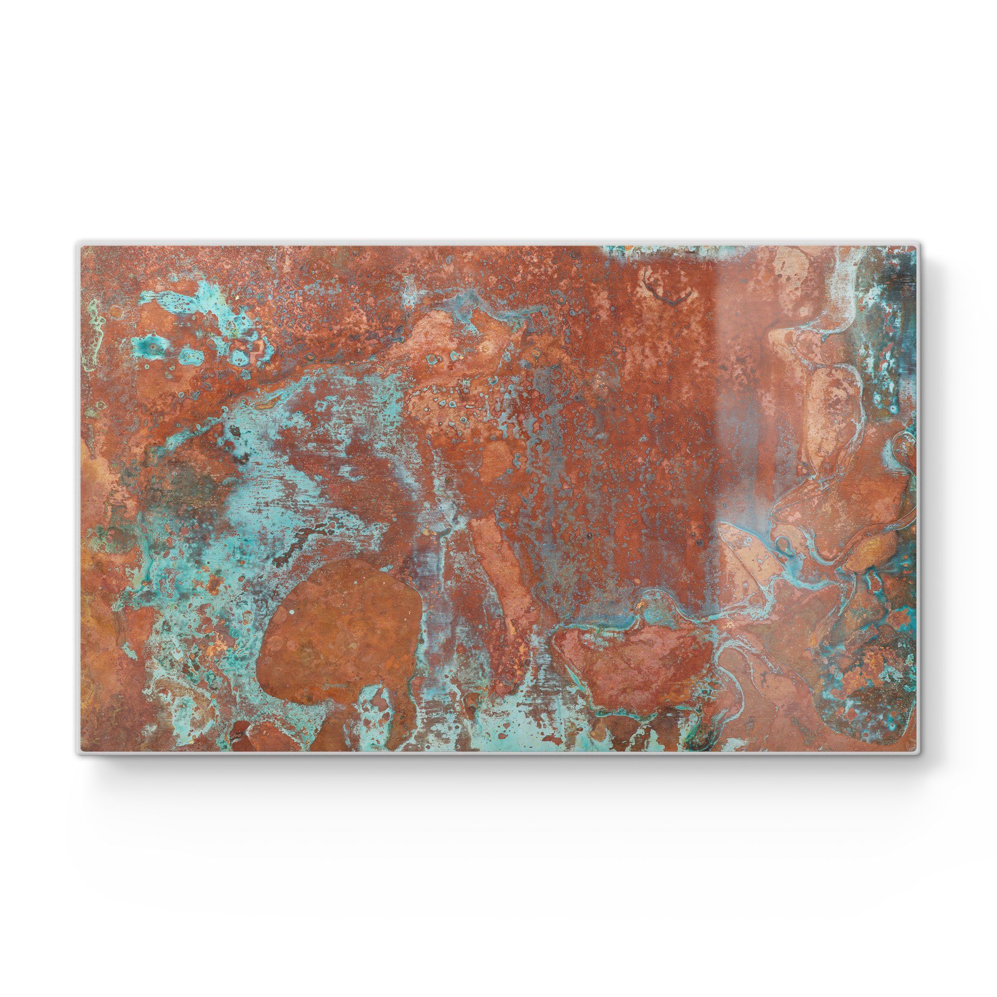 DEQORI Schneidebrett 'Rostige Kupferplatte', Glas, Platte Frühstücksbrett Schneideplatte