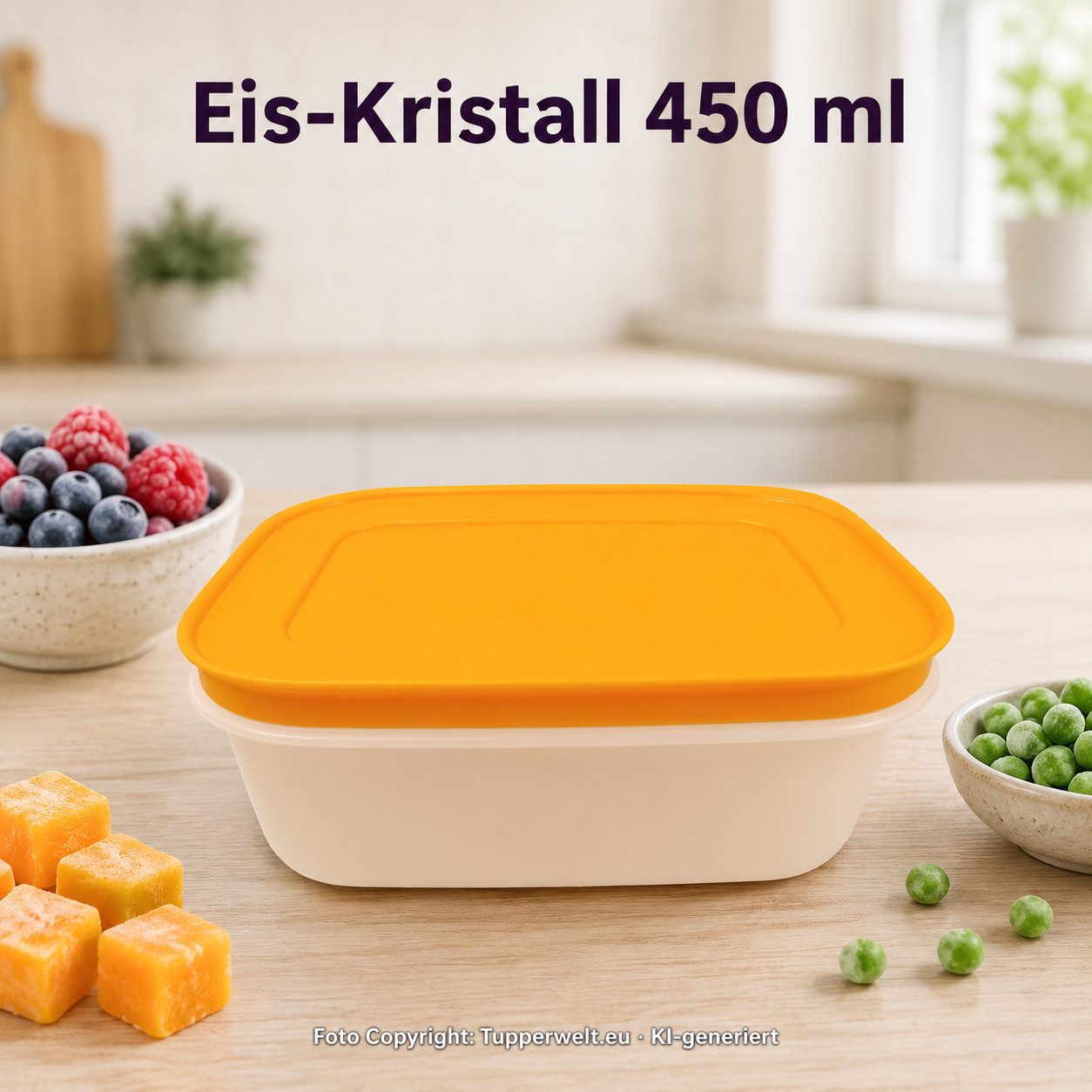 TUPPERWARE Vorratsdose TUPPERWARE Gefrier-Behälter 450 ml weiß orange flach