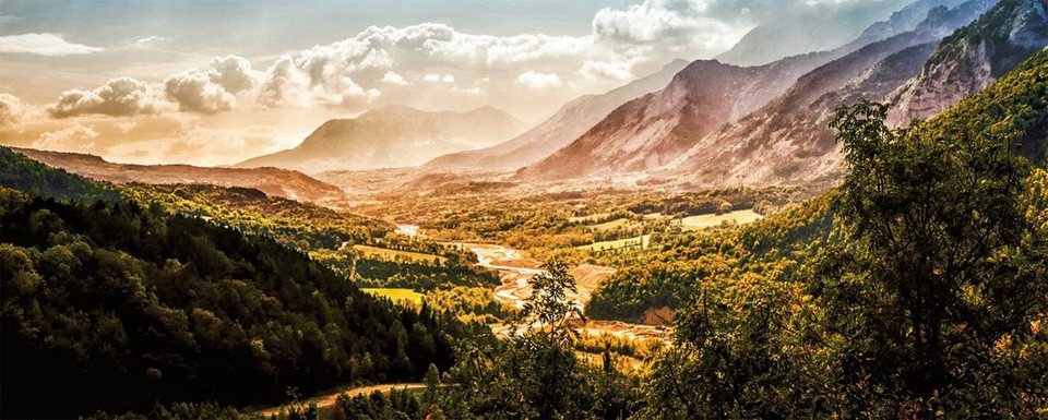 (1 Bönninghoff St) Glasbild Berglandschaft,