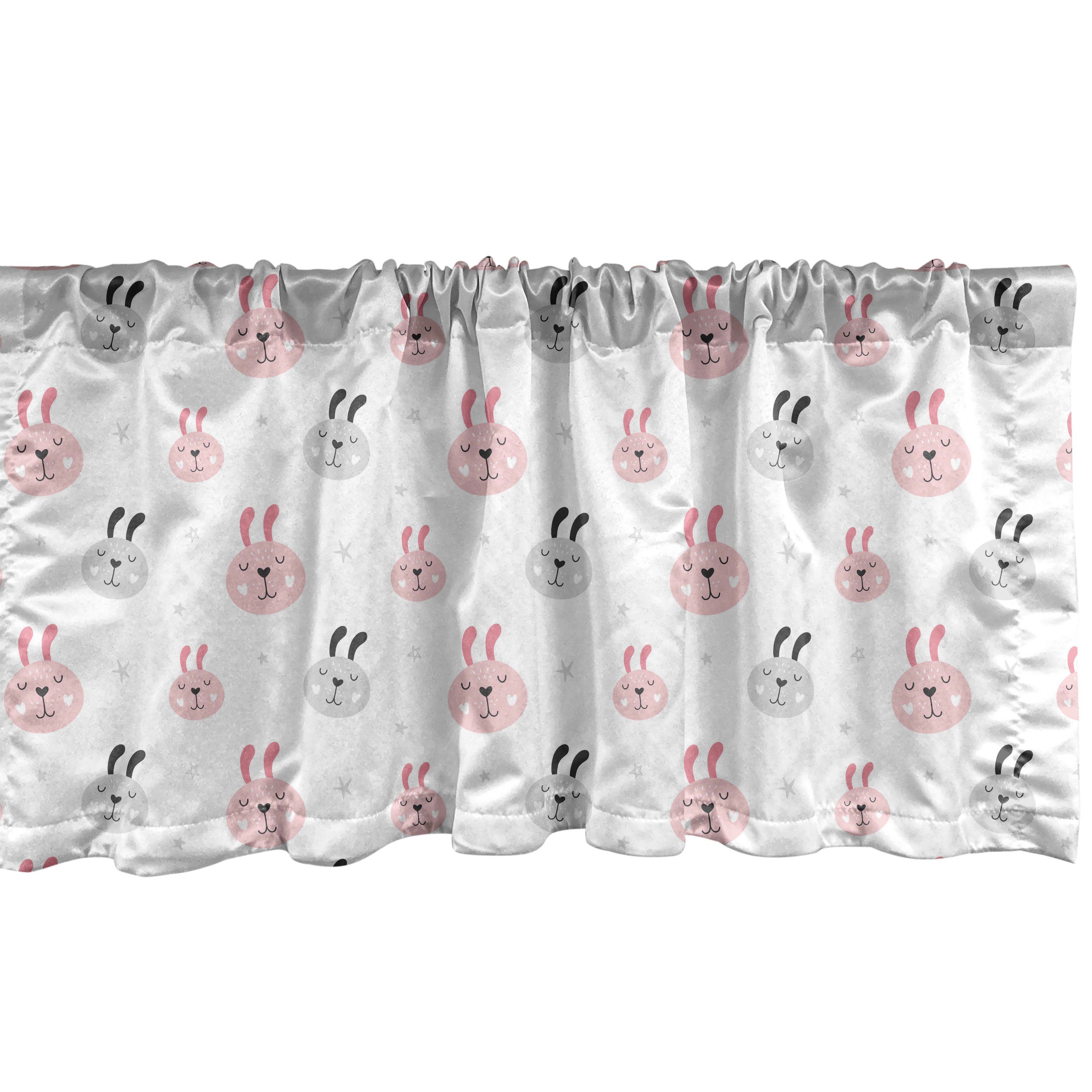 Osterhase Vorhang für Volant mit Schlafzimmer Stangentasche, Baby-Kaninchen-Gekritzel Microfaser, Scheibengardine Abakuhaus, Küche Dekor