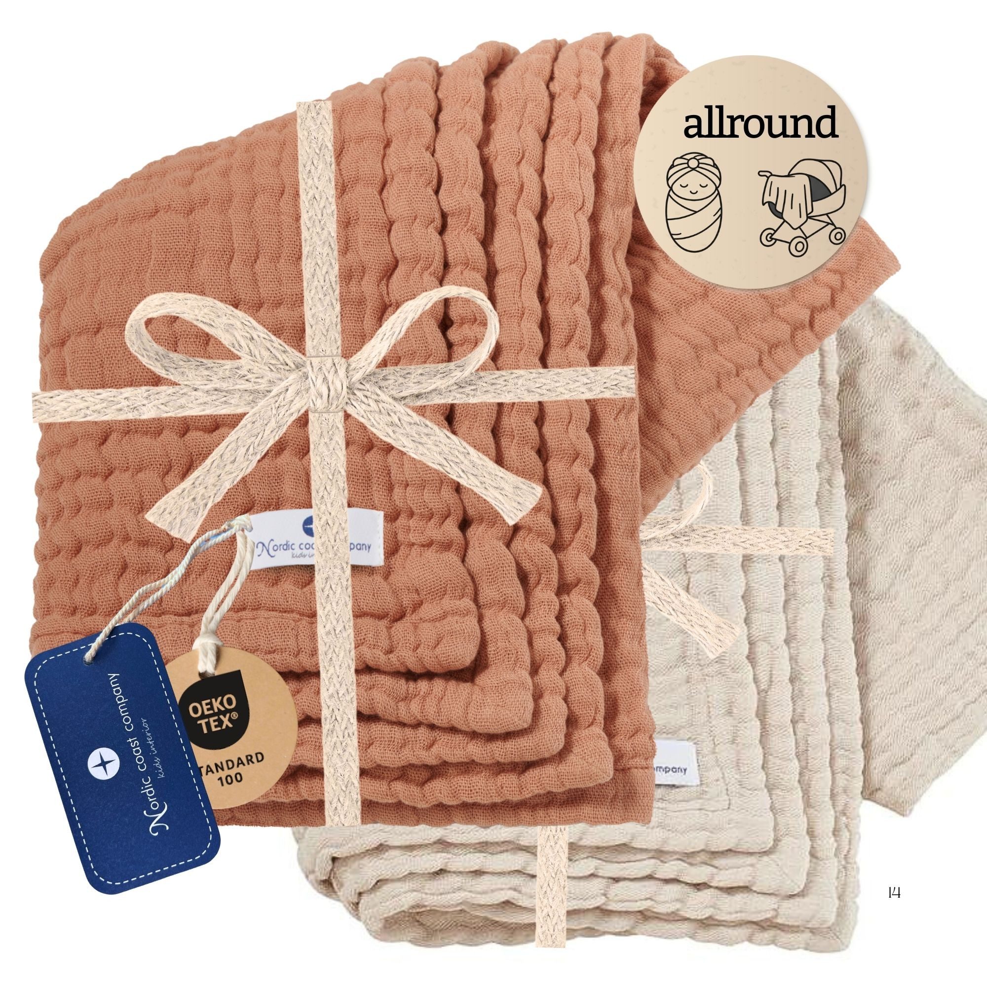 Nordic Coast Company Neugeborenen-Geschenkset Geschenk Set zur Geburt, Puckdecke, Musselindecke, Babydecke Spucktuch Baby-Set Erstausstattung Geburt Babyausstattung- bessere Windeltorte