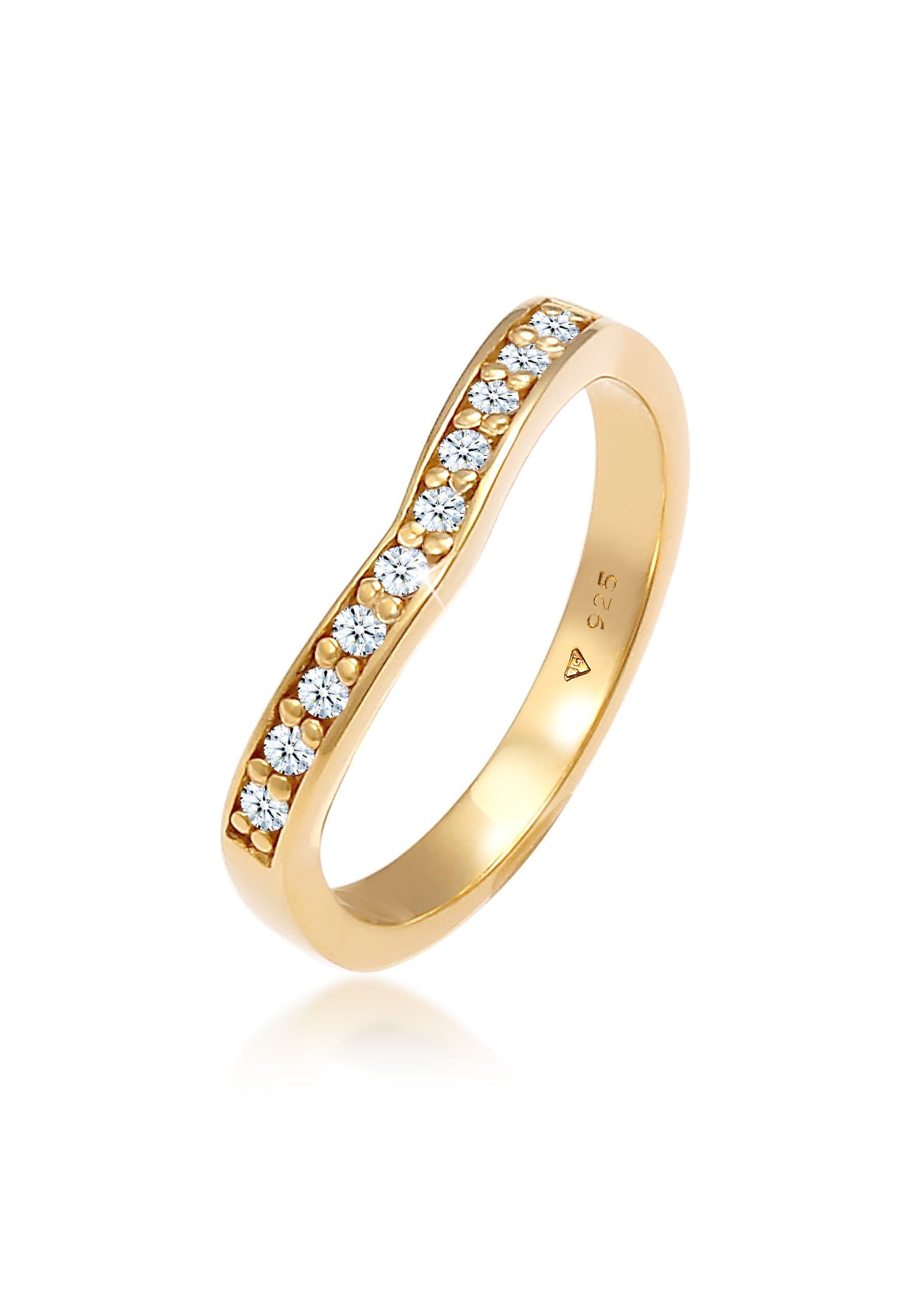 Silber (0.15 925 ct) V-Form Diamantring Gold Diamanten DIAMONDS Verlobung Elli