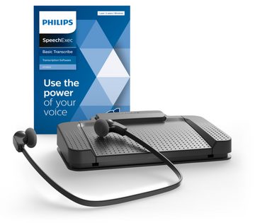 Philips SpeechExec Transkriptionsset LFH7177/06 Digitales Diktiergerät (USB Fußschalter4 Pedale, Stereo Kopfhörer, SpeechExec Software)