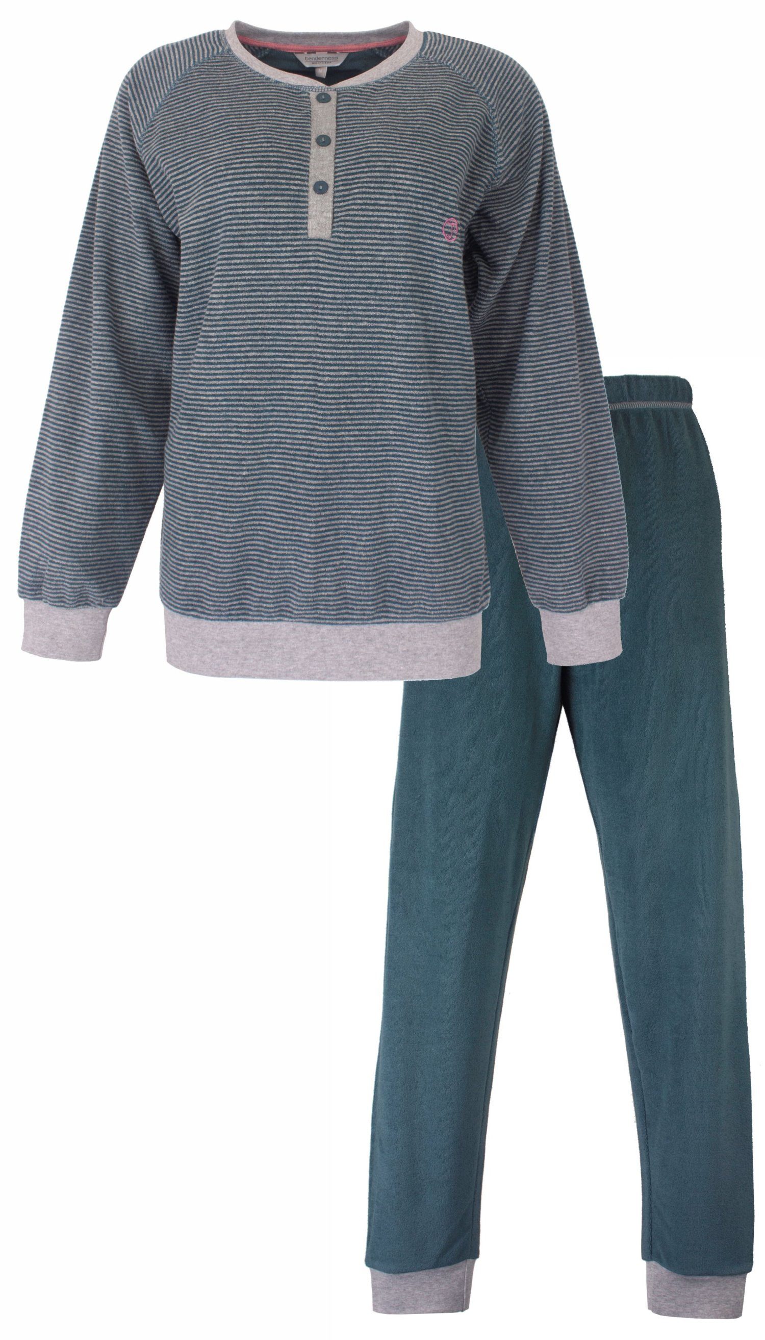 Tenderness Schlafanzug Damen Frottee Pyjama (2 tlg) kuschelige Qualität