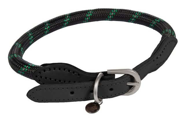 HKM Dogs Hunde-Halsband Hundehalsband -Anam Cara- Tau, 100% Nylon, Echtleder-Besätze, reflektierend, D-Ring zum Anleinen