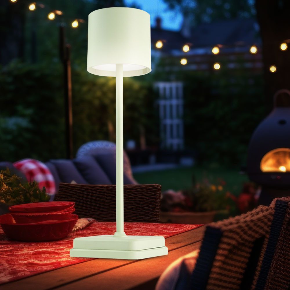NOWA LED Außen-Tischleuchte, LED-Leuchtmittel fest verbaut, Kaltweiß, Warmweiß, Neutralweiß, Tageslichtweiß, Farbwechsel, Tischlampe Leselampe Außenlampe Akku Touchdimmer Grün LED H 39,2cm