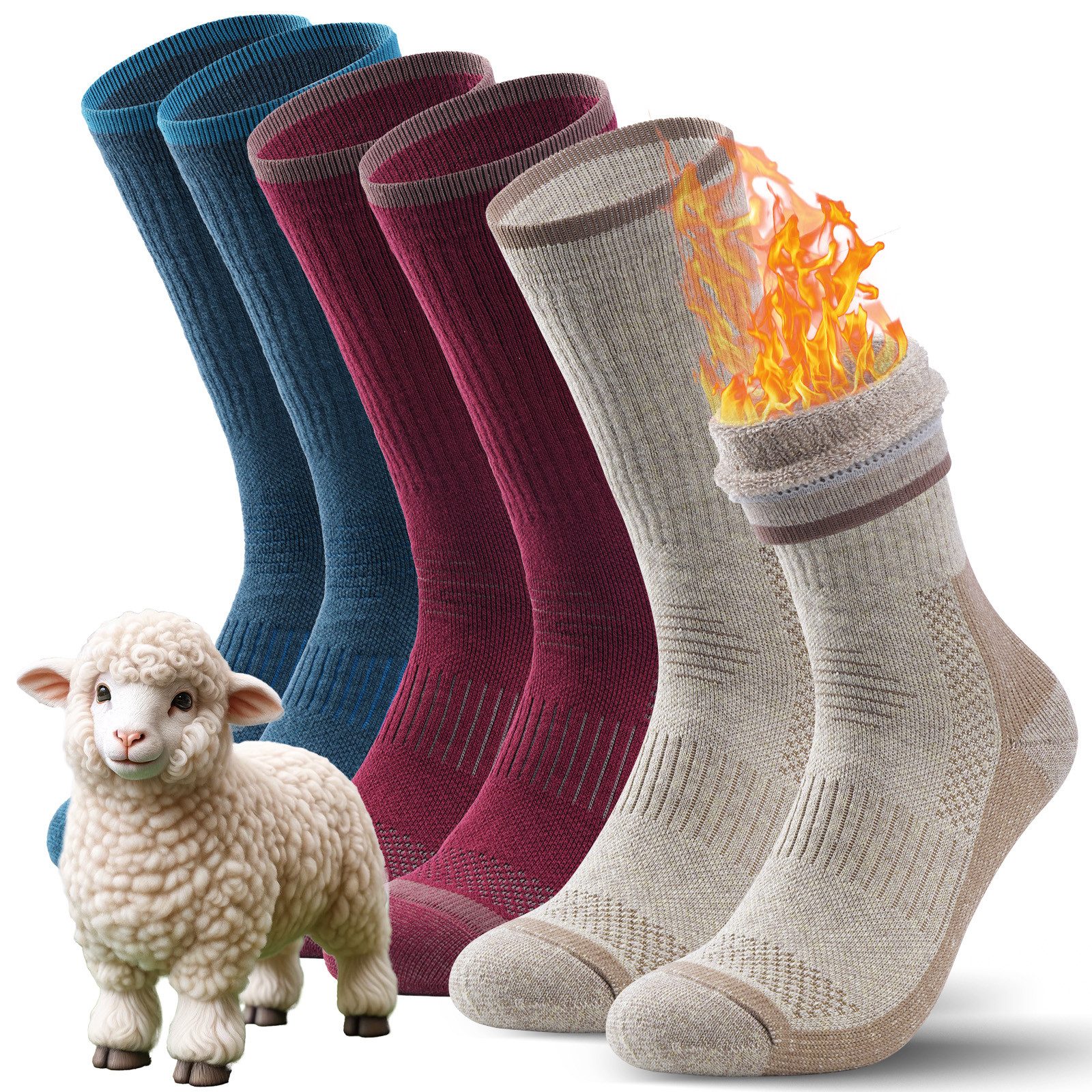 TANSTC Wandersocken Sportsocken Damen & Herren Merino Wool Socken Basicsocken 3er Pack (Packung, 3 Paar Socken) Feuchtigkeitsregulierend, atmungsaktiv, temperaturregulierend