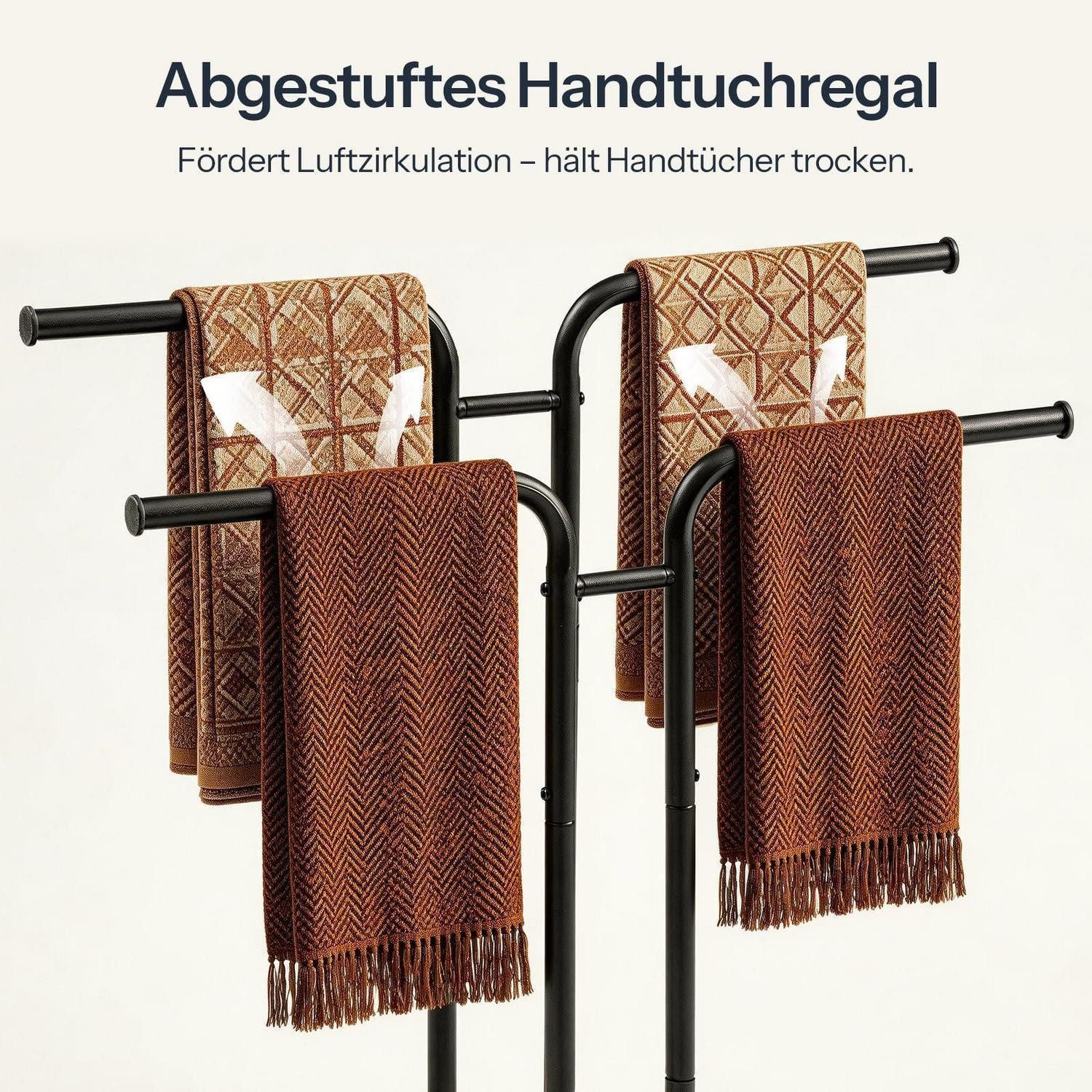 LuxusKollektion Handtuchständer T-Handtuchständer Vintagebraun/Schwarz