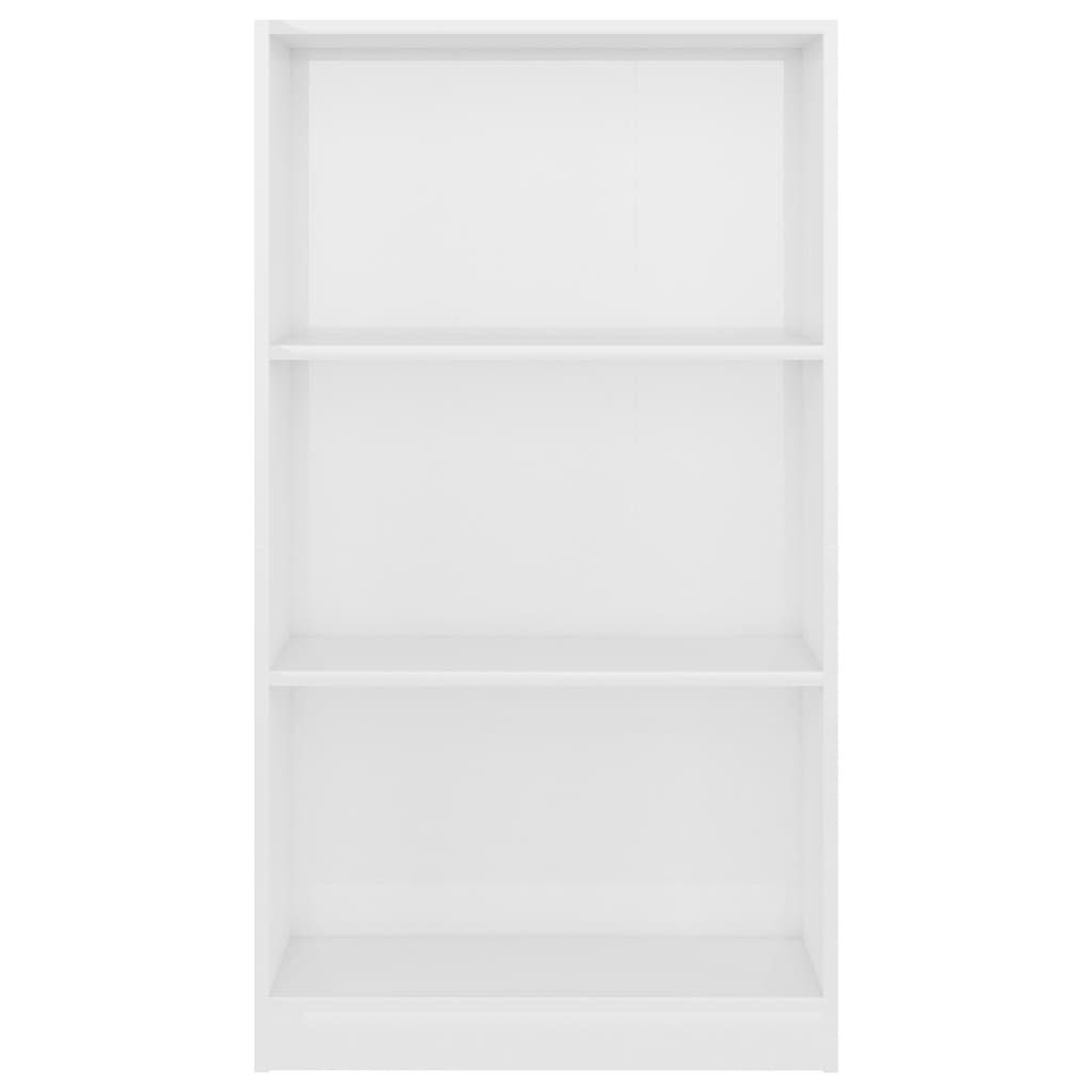 Bücherregal Holzwerkstoff Hochglanz-Weiß Fächer 3 60x24x109 cm furnicato