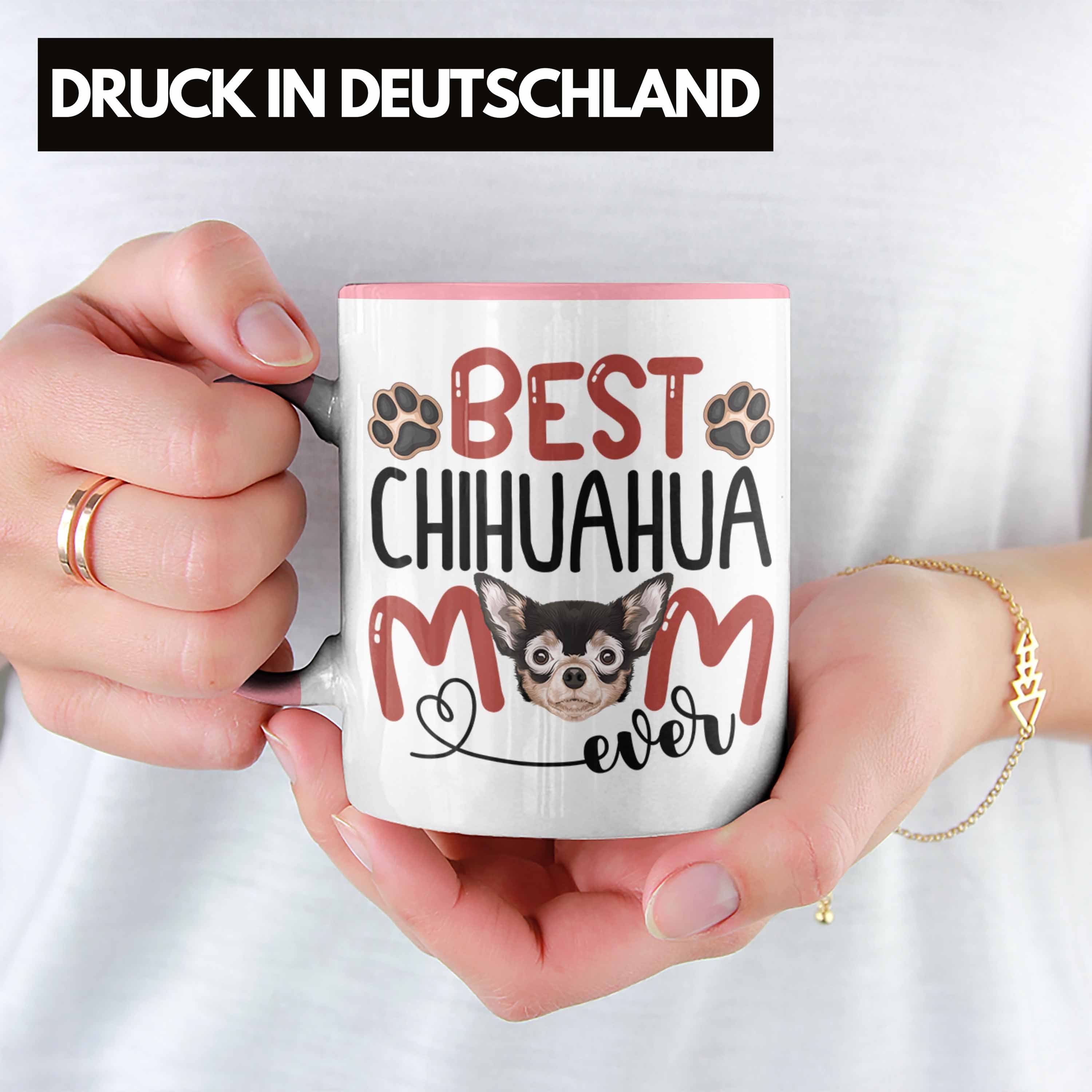 Trendation Tasse Chihuahua Mom Tasse Lustiger Spruch Geschenk Geschenkidee Besitzerin Rosa B