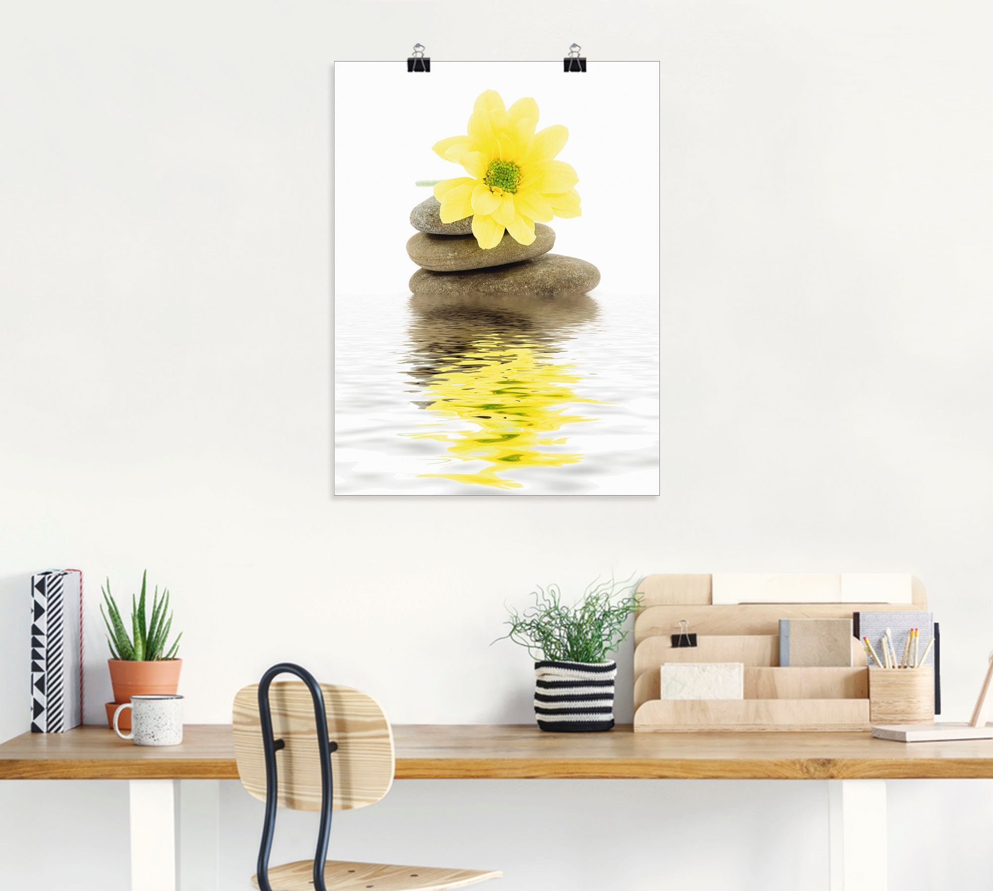Artland Wandbild Zen Spa Steine mit Blumen II, Zen (1 St), als Leinwandbild, Poster in verschied. Größen