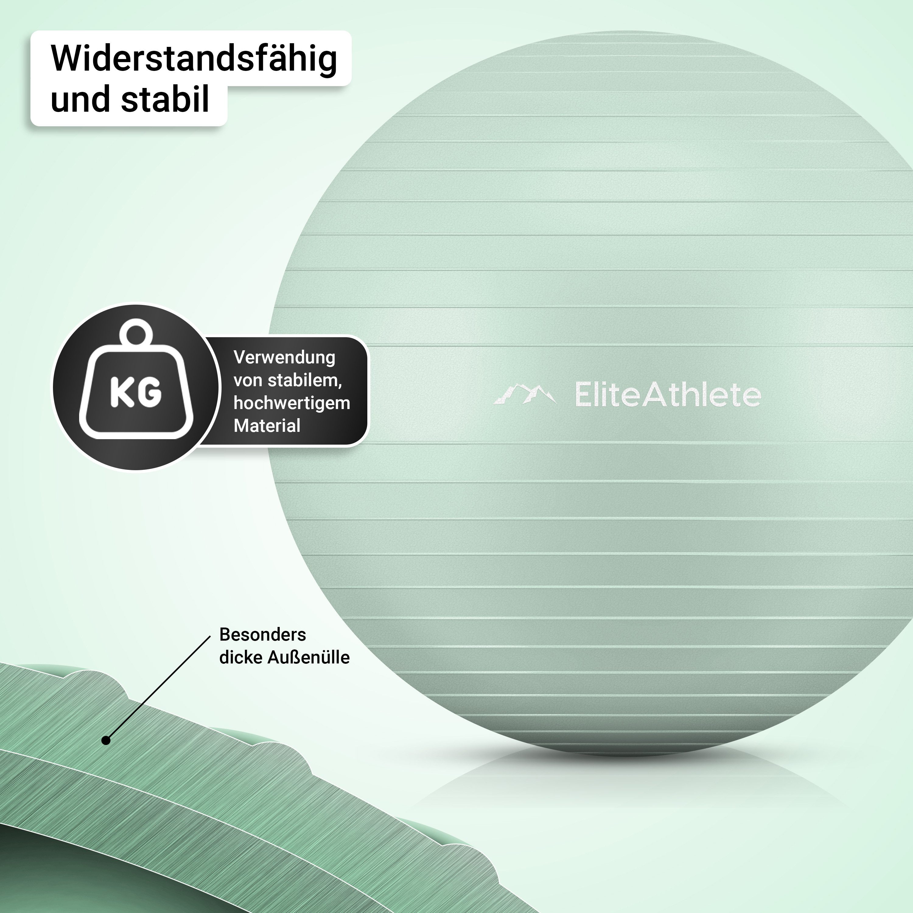 EliteAthlete Gymnastikball Gymnastikball Sitzball Büro ergonomisch - Fitness Yoga Schwangerschaft – Bild 5 von 5