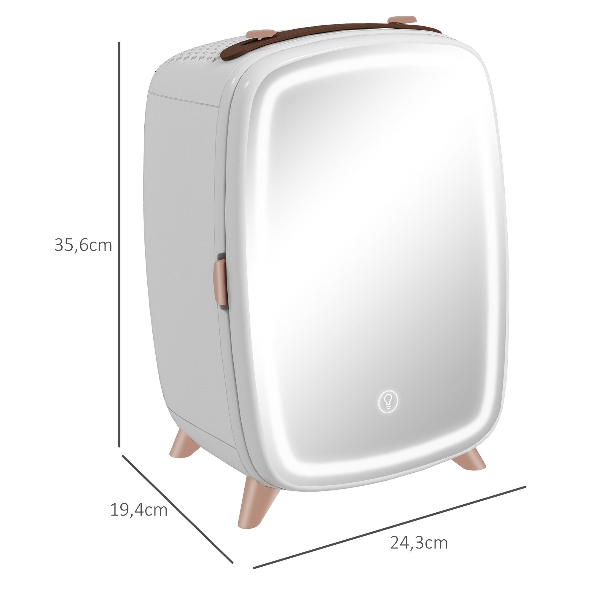 HOMCOM Kühlbox 6 L mit Kühlfunktion, Tragbarer Schönheitskühlschrank, für Kosmetik, Getränke, Obst, Weiß